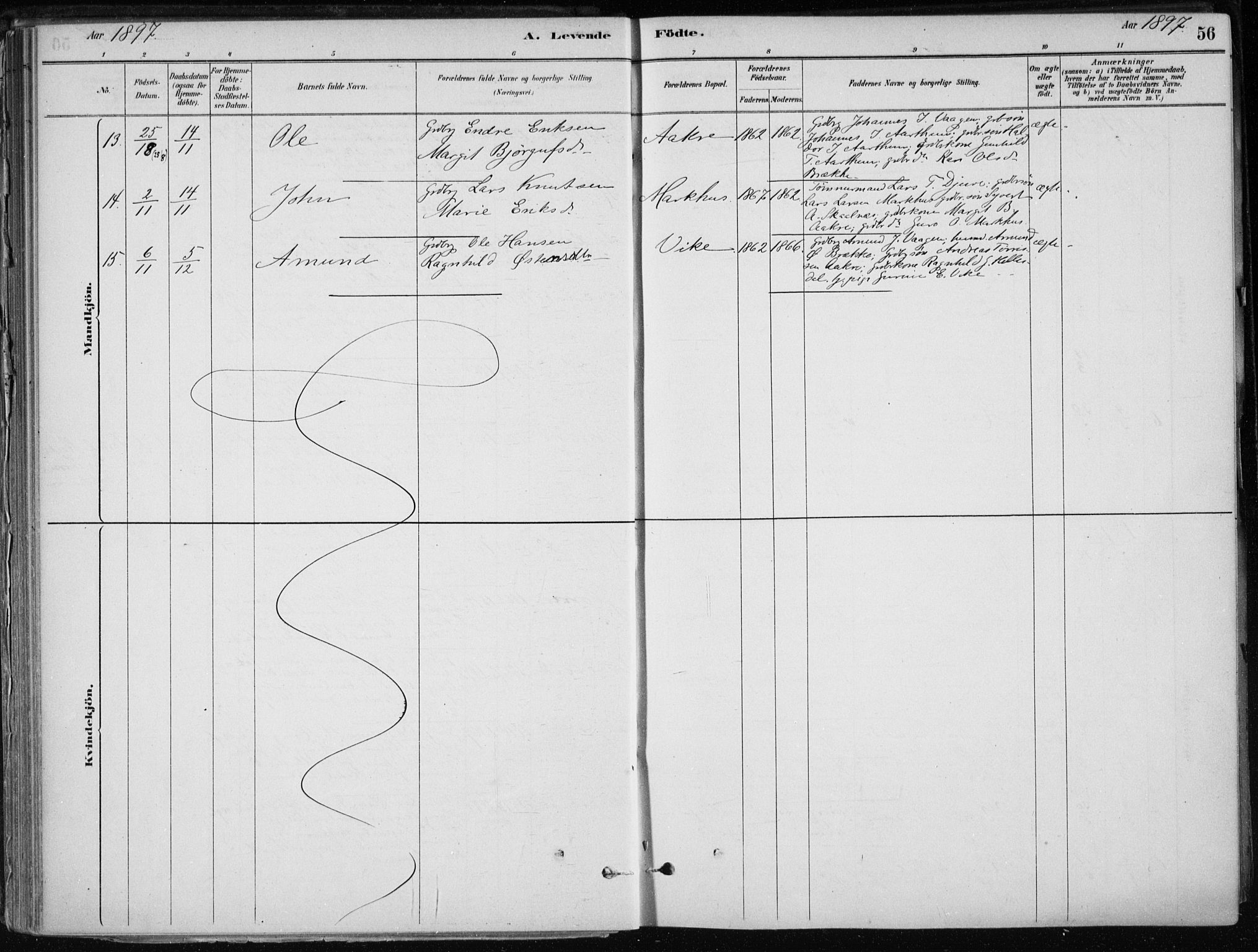 Skånevik sokneprestembete, AV/SAB-A-77801/H/Haa: Parish register (official) no. E  1, 1879-1901, p. 56