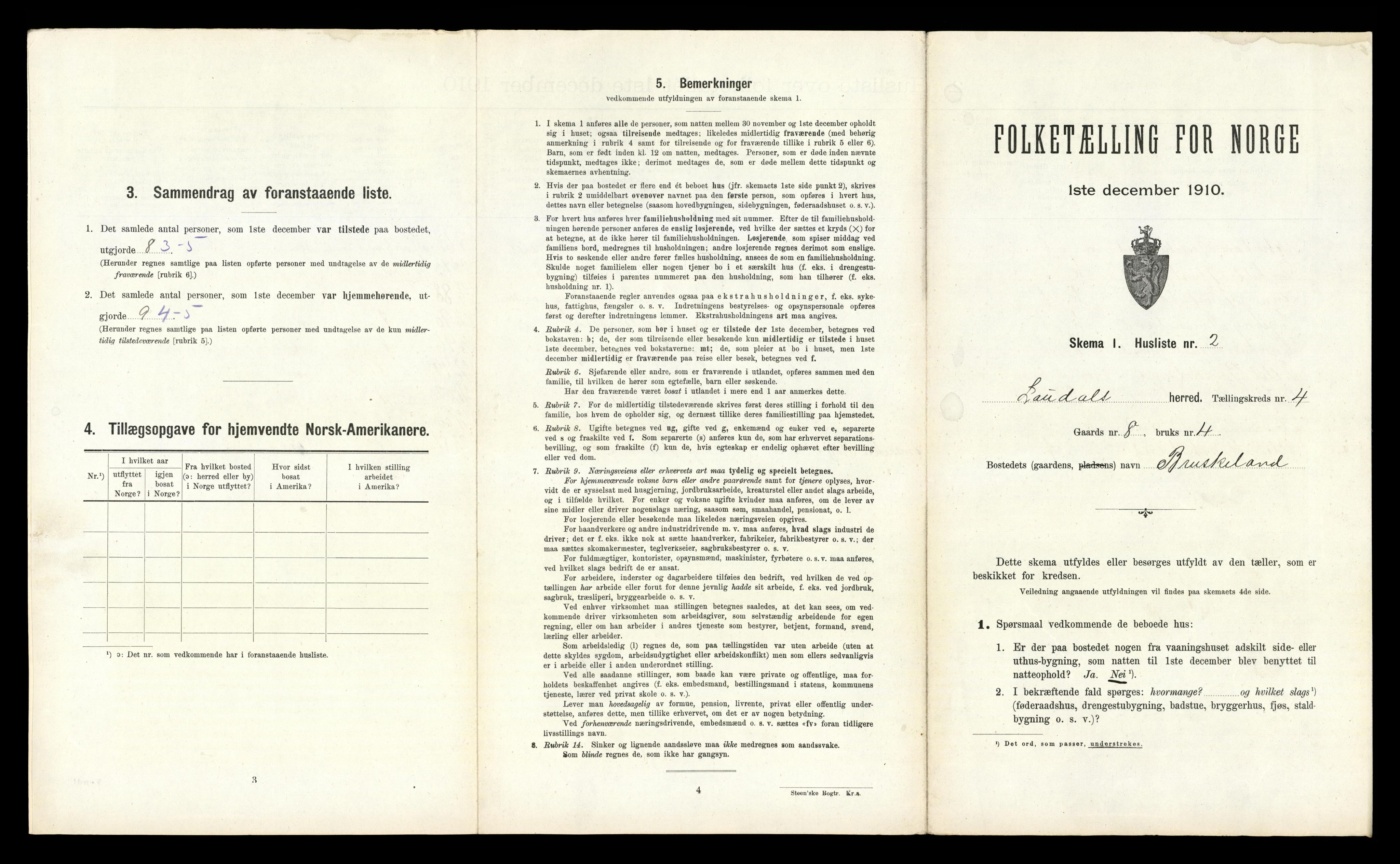 RA, 1910 census for Laudal, 1910, p. 281