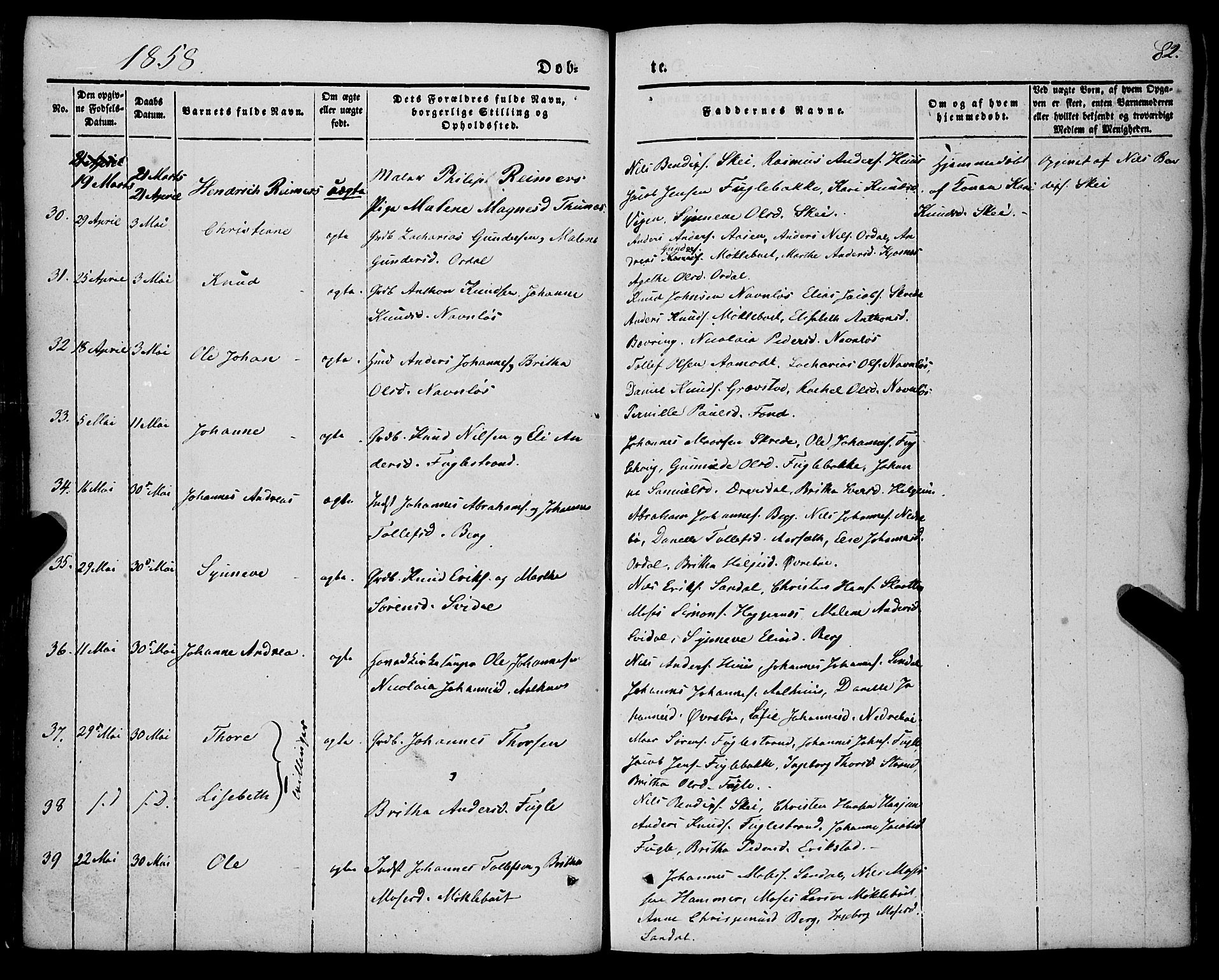 Jølster sokneprestembete, AV/SAB-A-80701/H/Haa/Haaa/L0010: Parish register (official) no. A 10, 1847-1865, p. 82