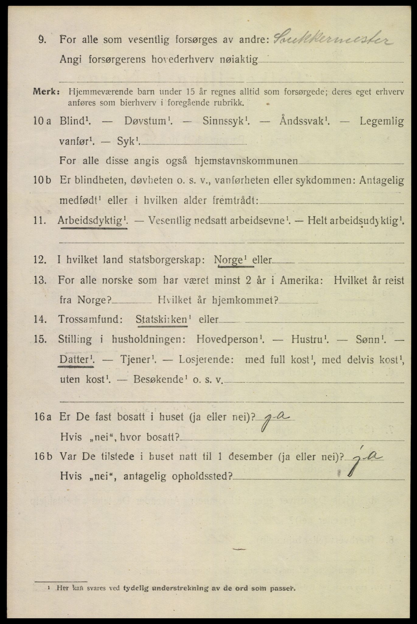 SAK, 1920 census for Flekkefjord, 1920, p. 5425