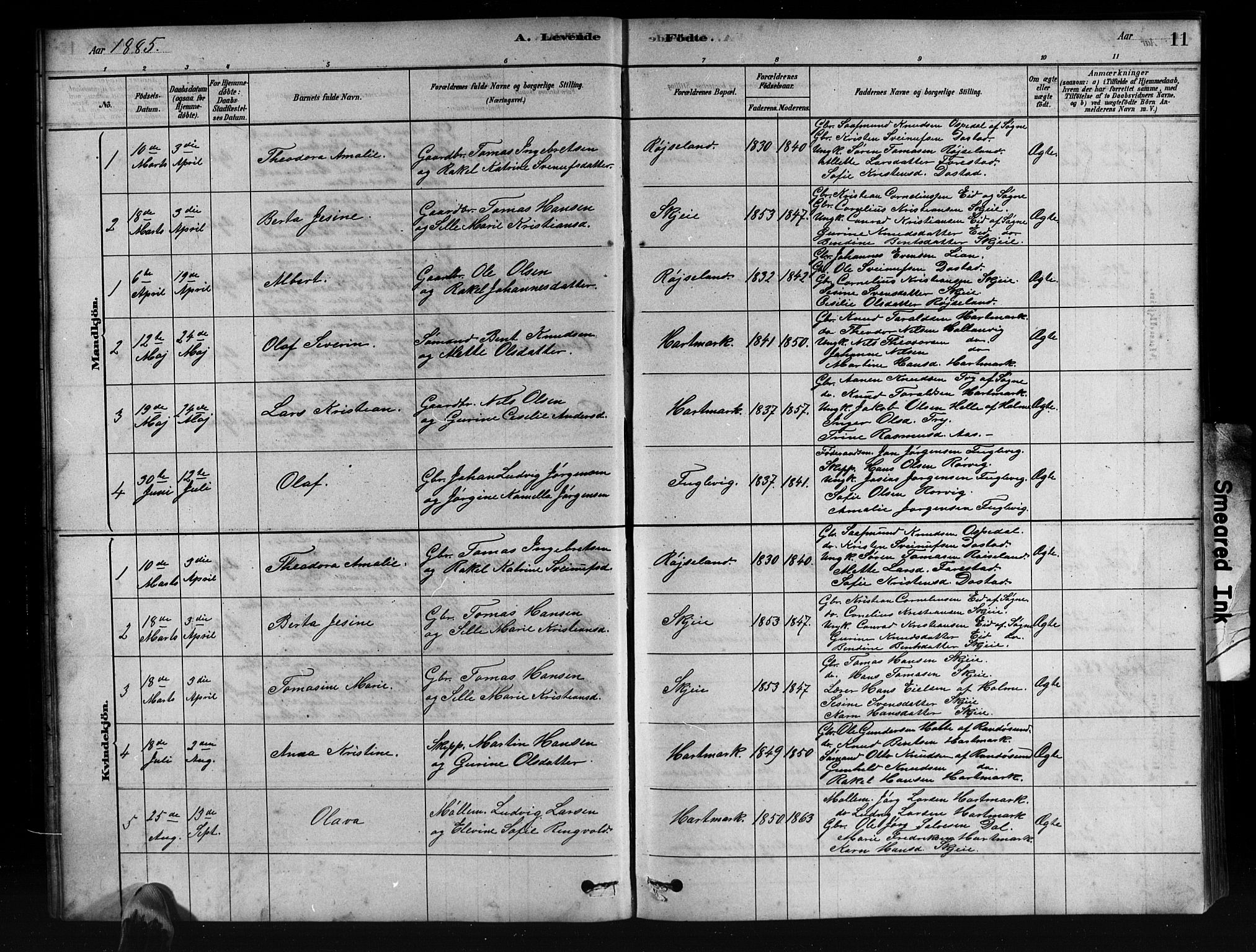 Mandal sokneprestkontor, SAK/1111-0030/F/Fb/Fbb/L0004: Parish register (copy) no. B 4, 1878-1913, p. 11