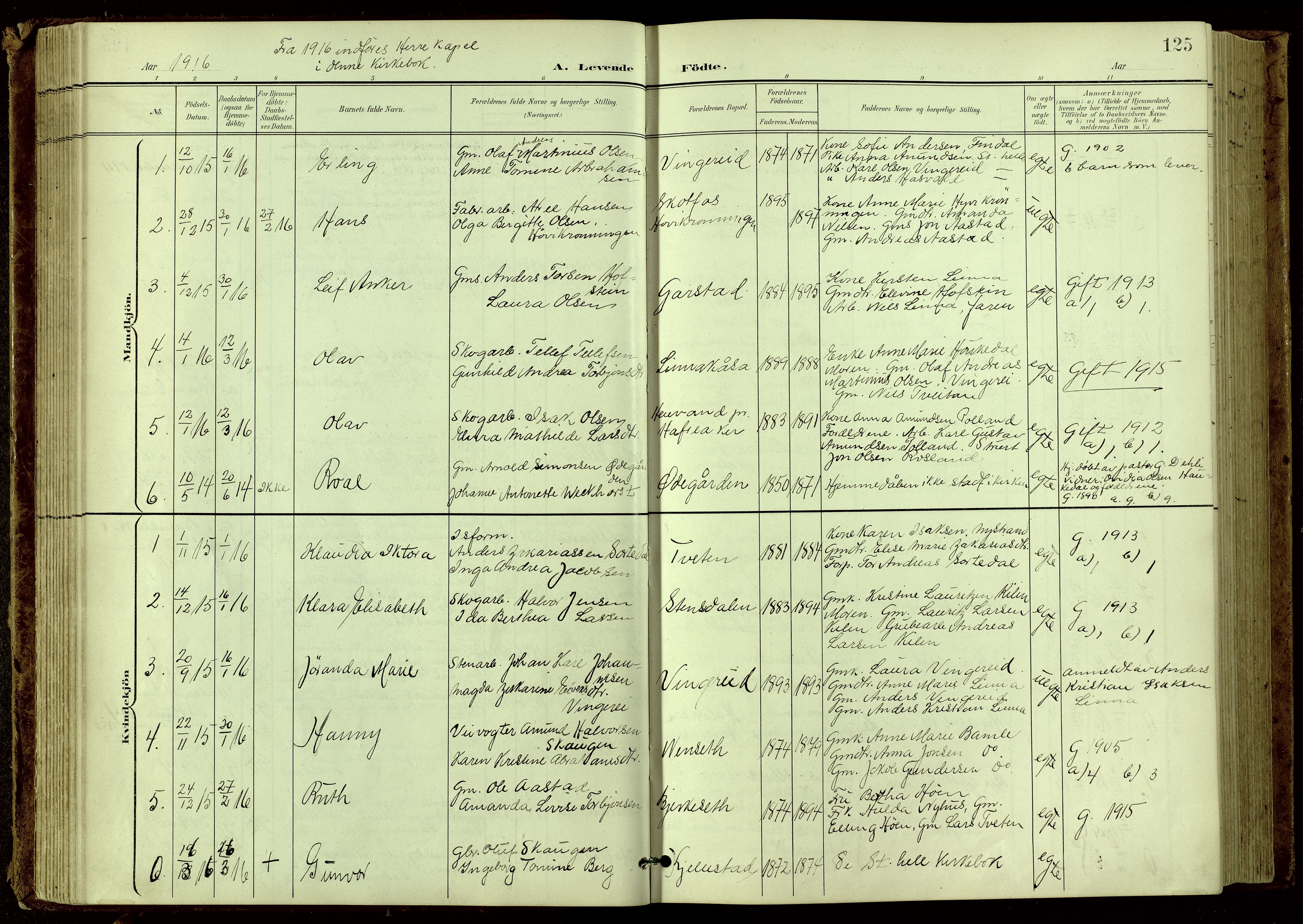Bamble kirkebøker, SAKO/A-253/G/Ga/L0010: Parish register (copy) no. I 10, 1901-1919, p. 125