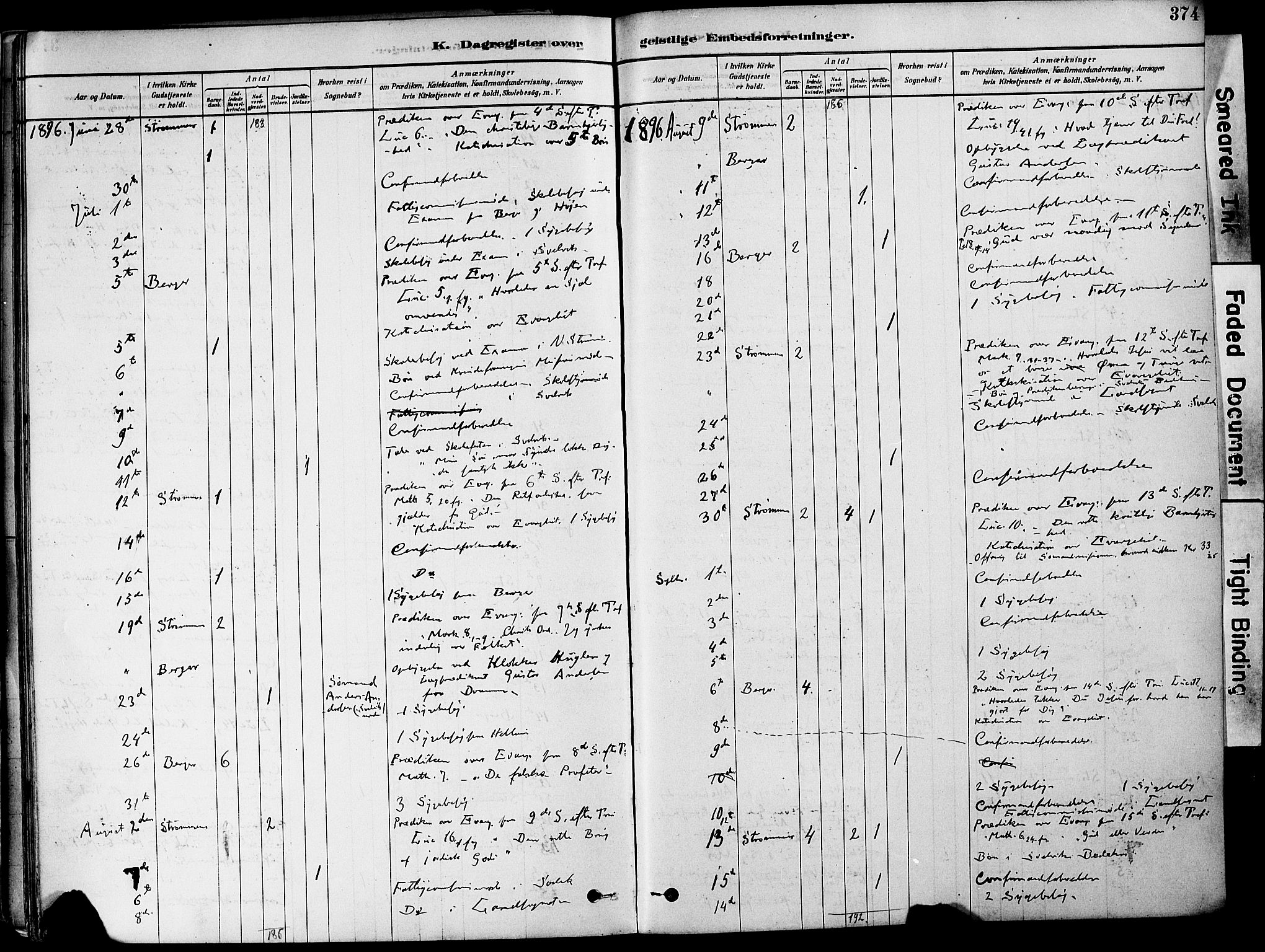Strømm kirkebøker, AV/SAKO-A-322/F/Fa/L0004: Parish register (official) no. I 4, 1878-1899, p. 374