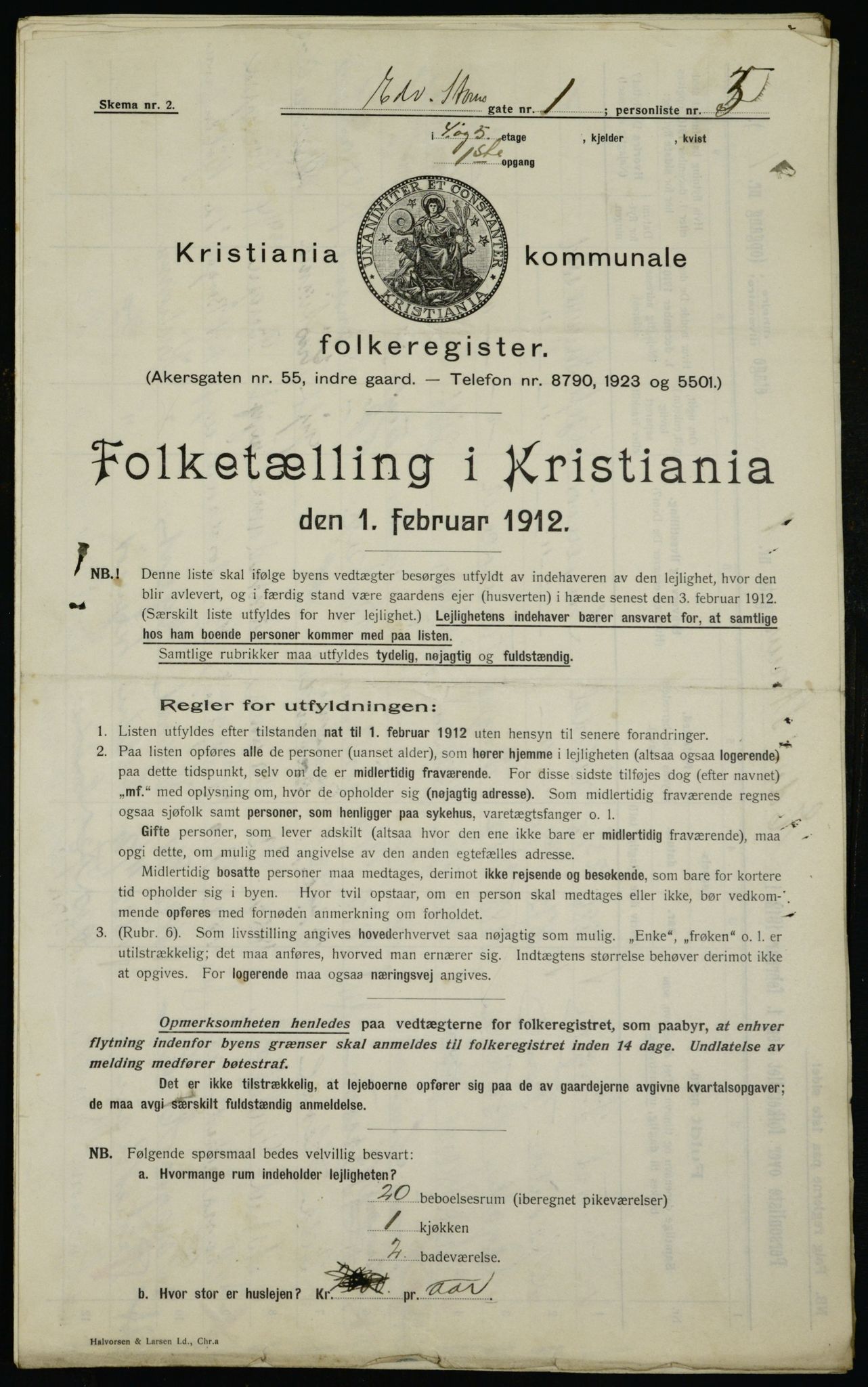 OBA, Municipal Census 1912 for Kristiania, 1912, p. 18629