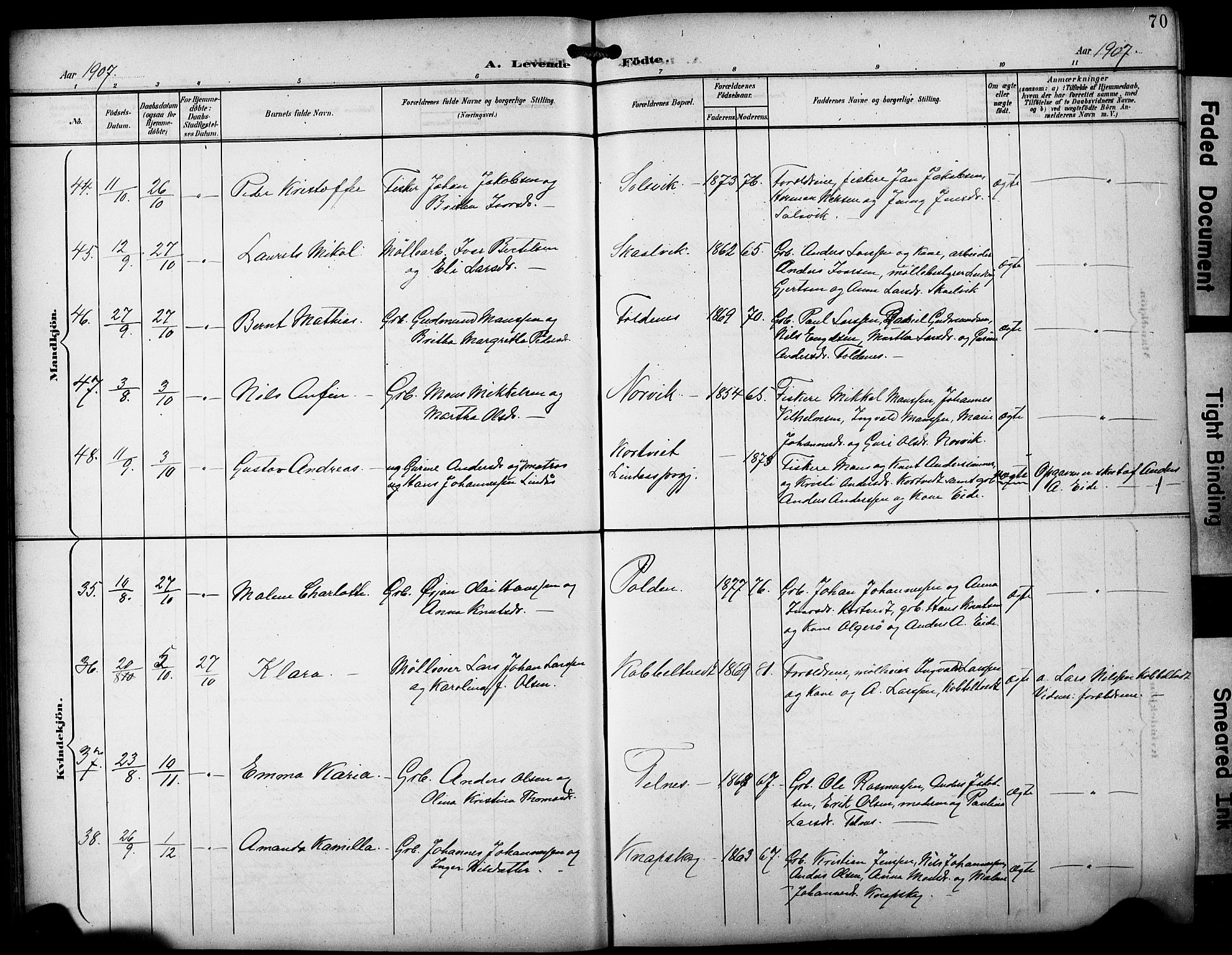 Fjell sokneprestembete, SAB/A-75301/H/Hab: Parish register (copy) no. A 5, 1899-1918, p. 70