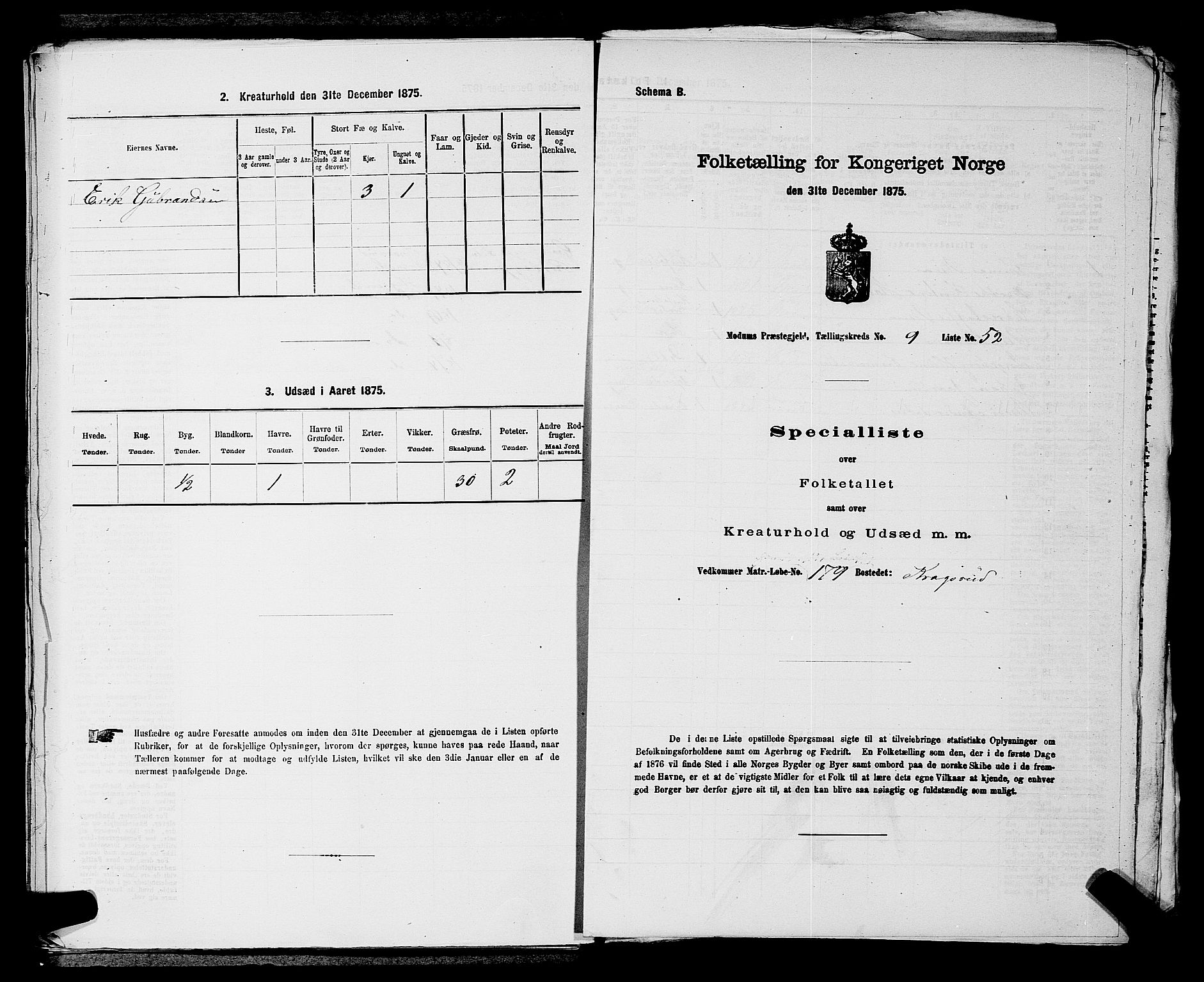 SAKO, 1875 census for 0623P Modum, 1875, p. 1144