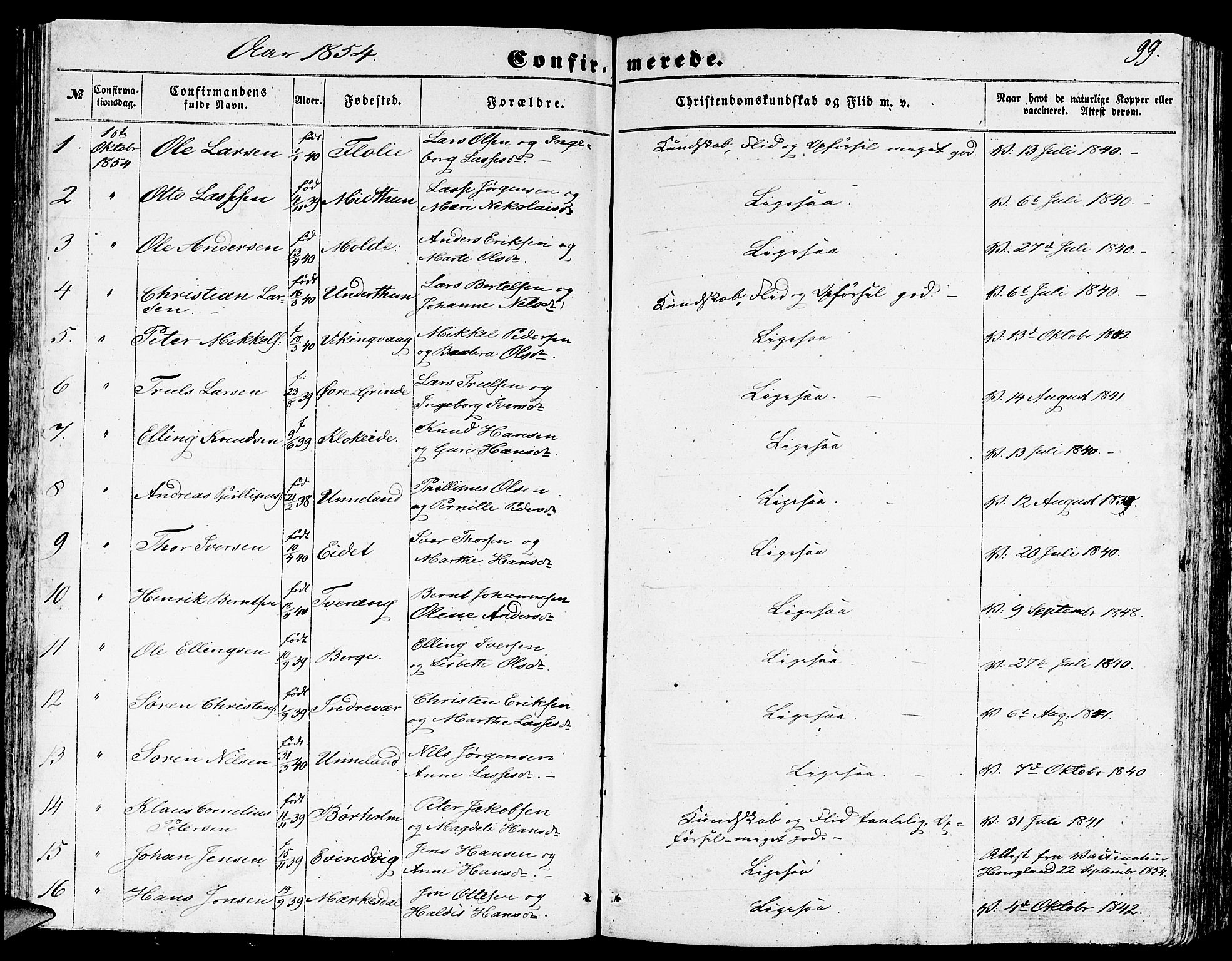 Gulen sokneprestembete, AV/SAB-A-80201/H/Hab/Habb/L0001: Parish register (copy) no. B 1, 1854-1866, p. 99