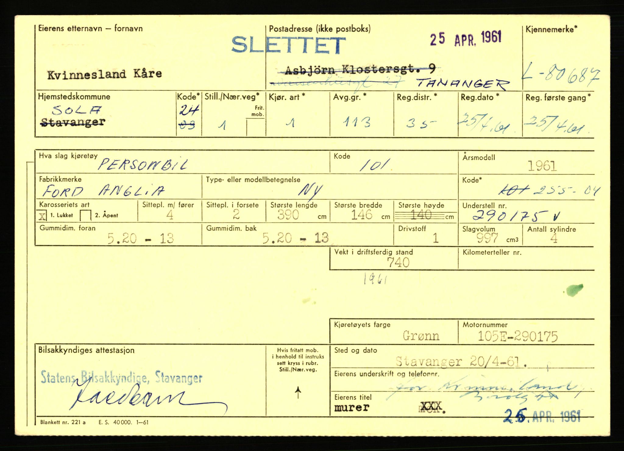 Stavanger trafikkstasjon, AV/SAST-A-101942/0/F/L0071: L-80500 - L-82199, 1930-1971, p. 297