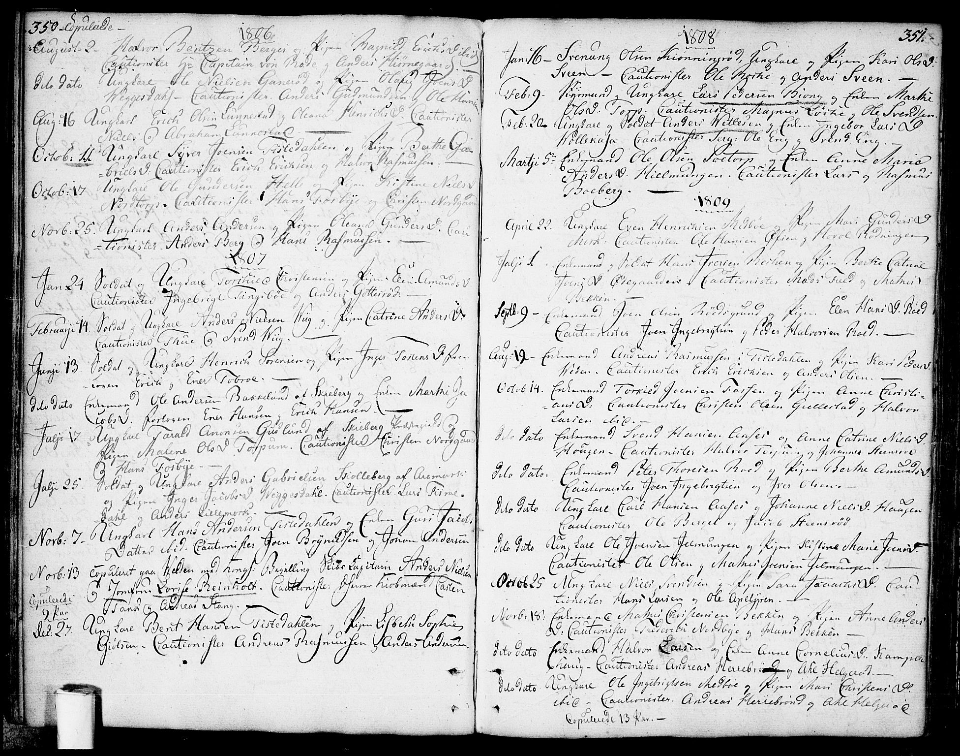 Berg prestekontor Kirkebøker, SAO/A-10902/F/Fa/L0001: Parish register (official) no. I 1, 1770-1814, p. 350-351