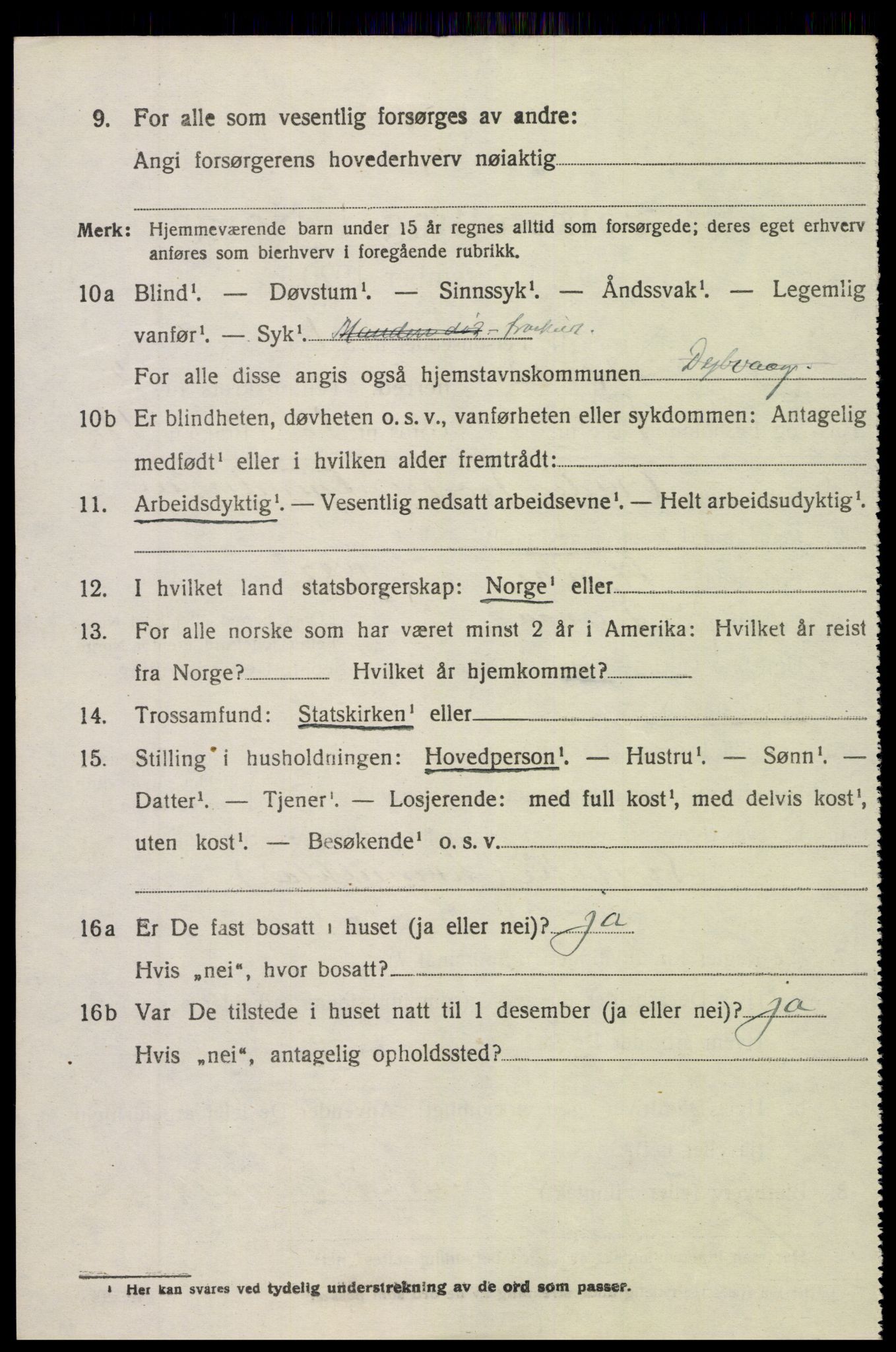 SAK, 1920 census for Holt, 1920, p. 2097