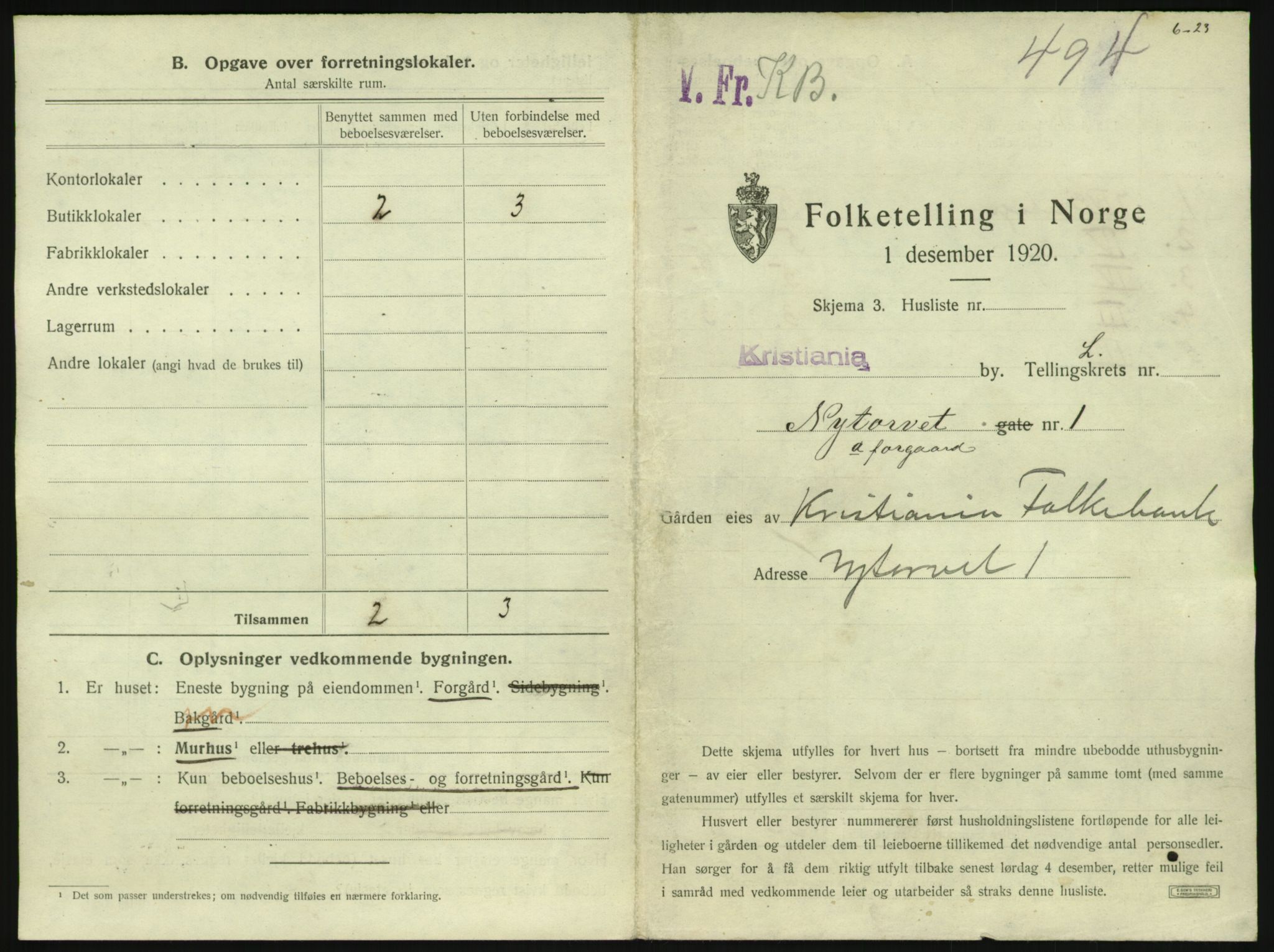 SAO, 1920 census for Kristiania, 1920, p. 74526