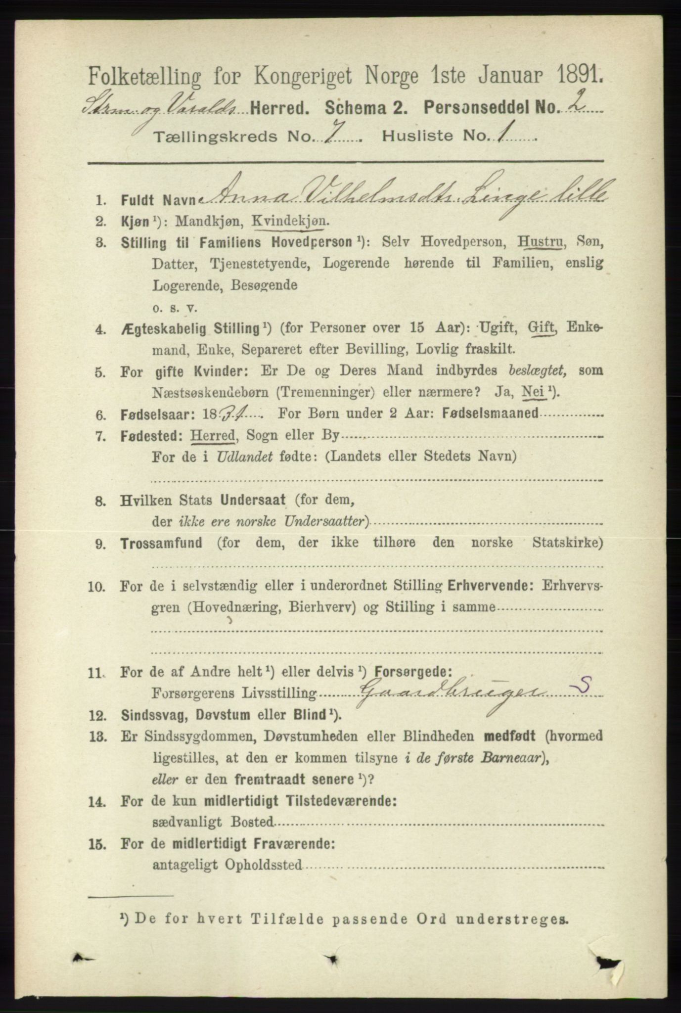 RA, 1891 census for 1226 Strandebarm og Varaldsøy, 1891, p. 2637