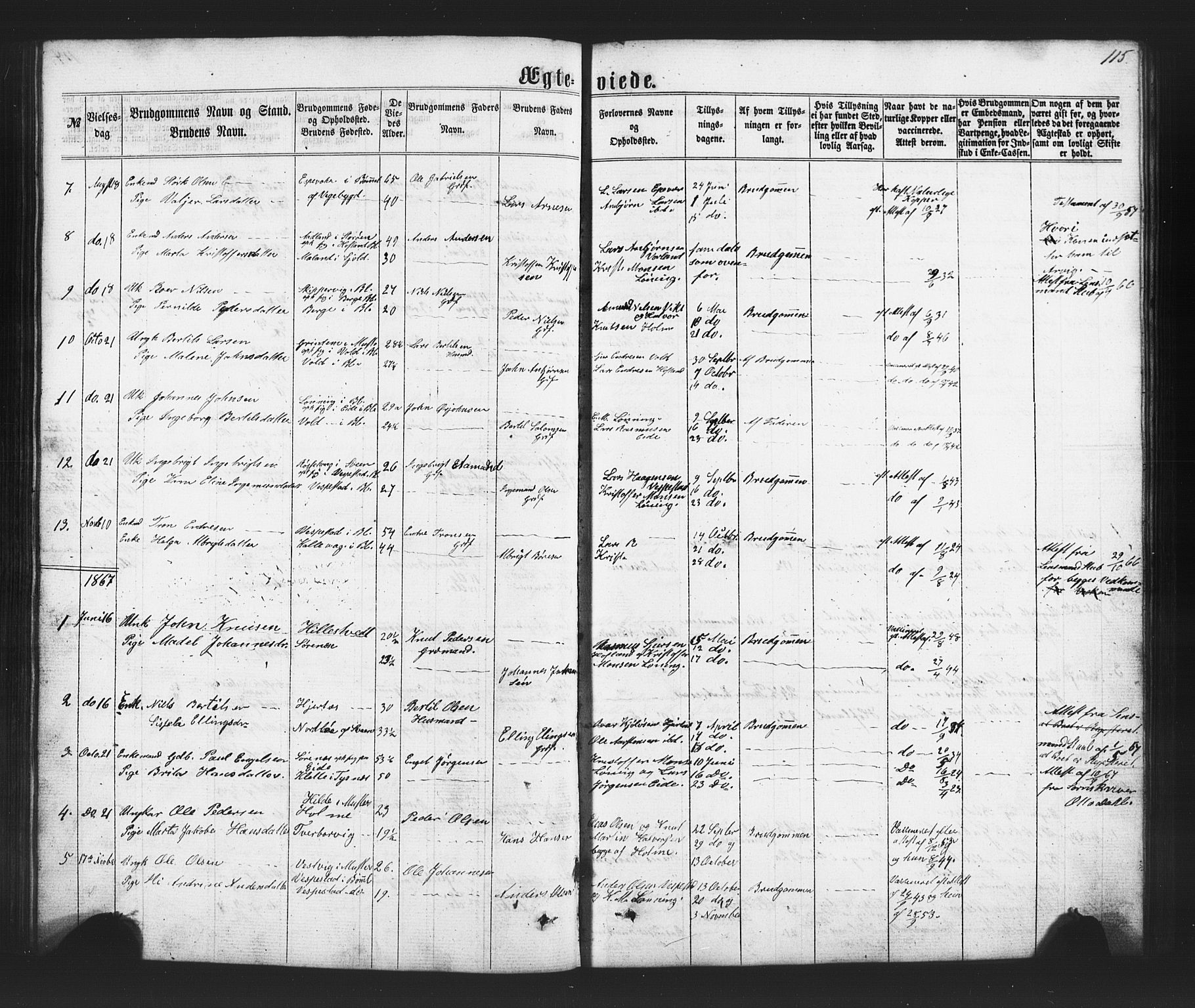 Finnås sokneprestembete, SAB/A-99925/H/Ha/Hab/Habc/L0001: Parish register (copy) no. C 1, 1860-1887, p. 115