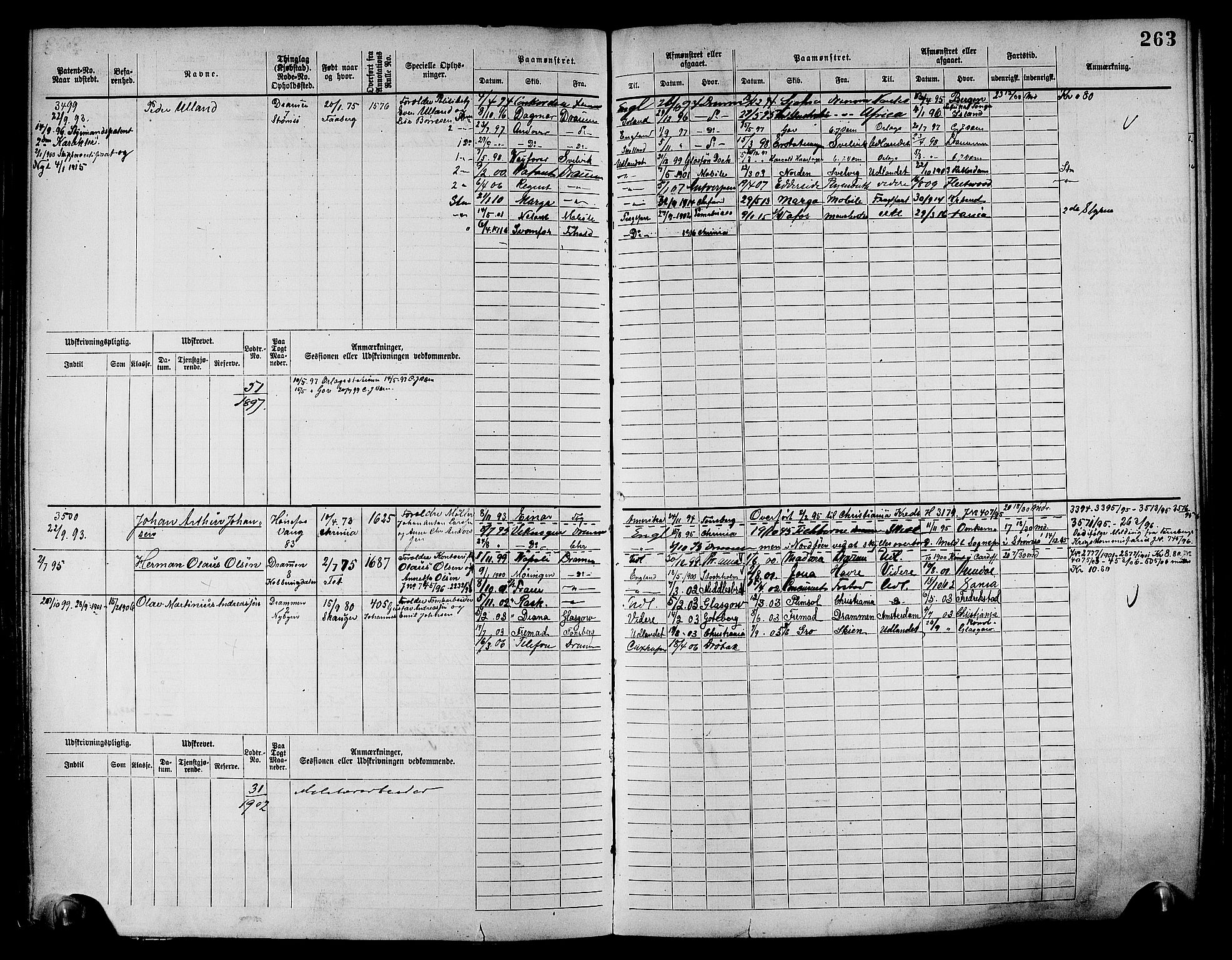 Drammen innrulleringsdistrikt, SAKO/A-781/F/Fc/L0004: Hovedrulle, 1885, p. 269