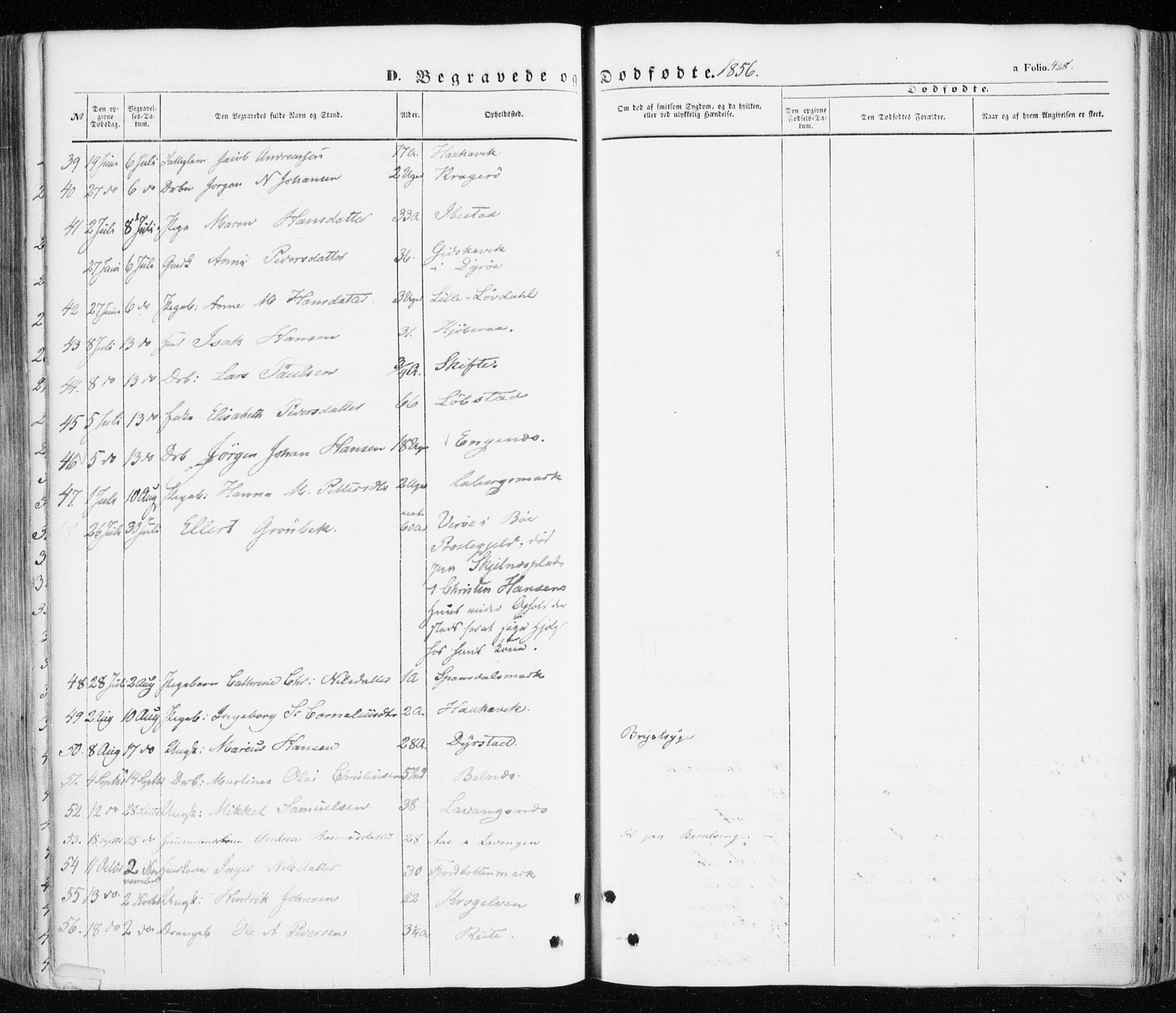 Ibestad sokneprestembete, AV/SATØ-S-0077/H/Ha/Haa/L0008kirke: Parish register (official) no. 8, 1850-1859, p. 428