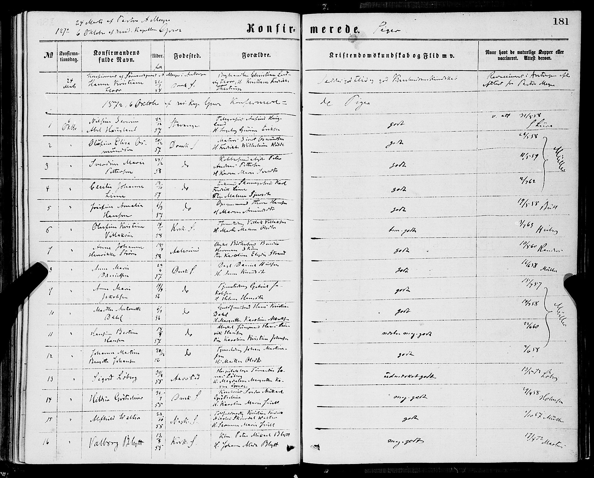 Domkirken sokneprestembete, AV/SAB-A-74801/H/Haa/L0029: Parish register (official) no. C 4, 1864-1879, p. 181