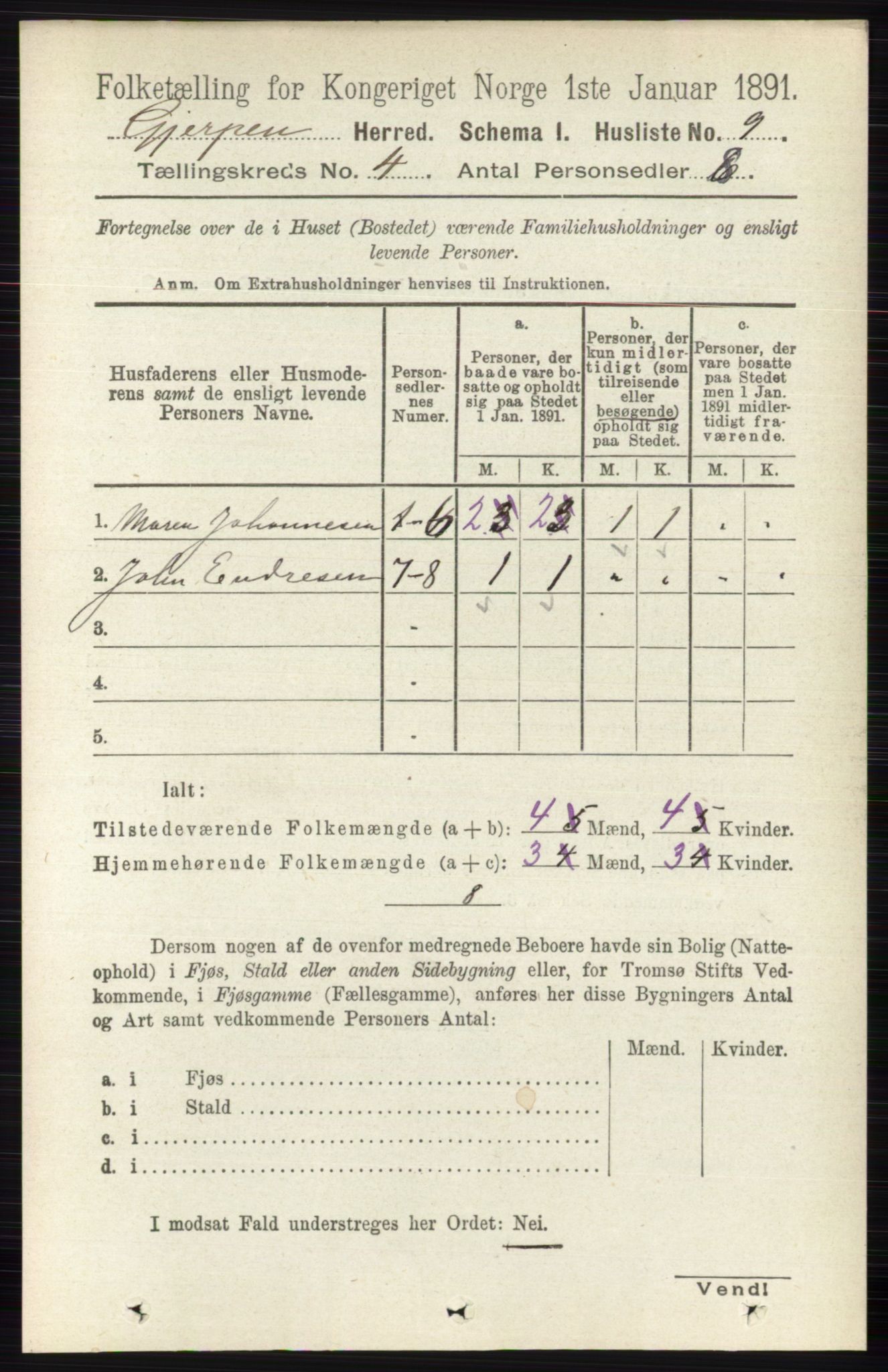 RA, 1891 census for 0812 Gjerpen, 1891, p. 1870