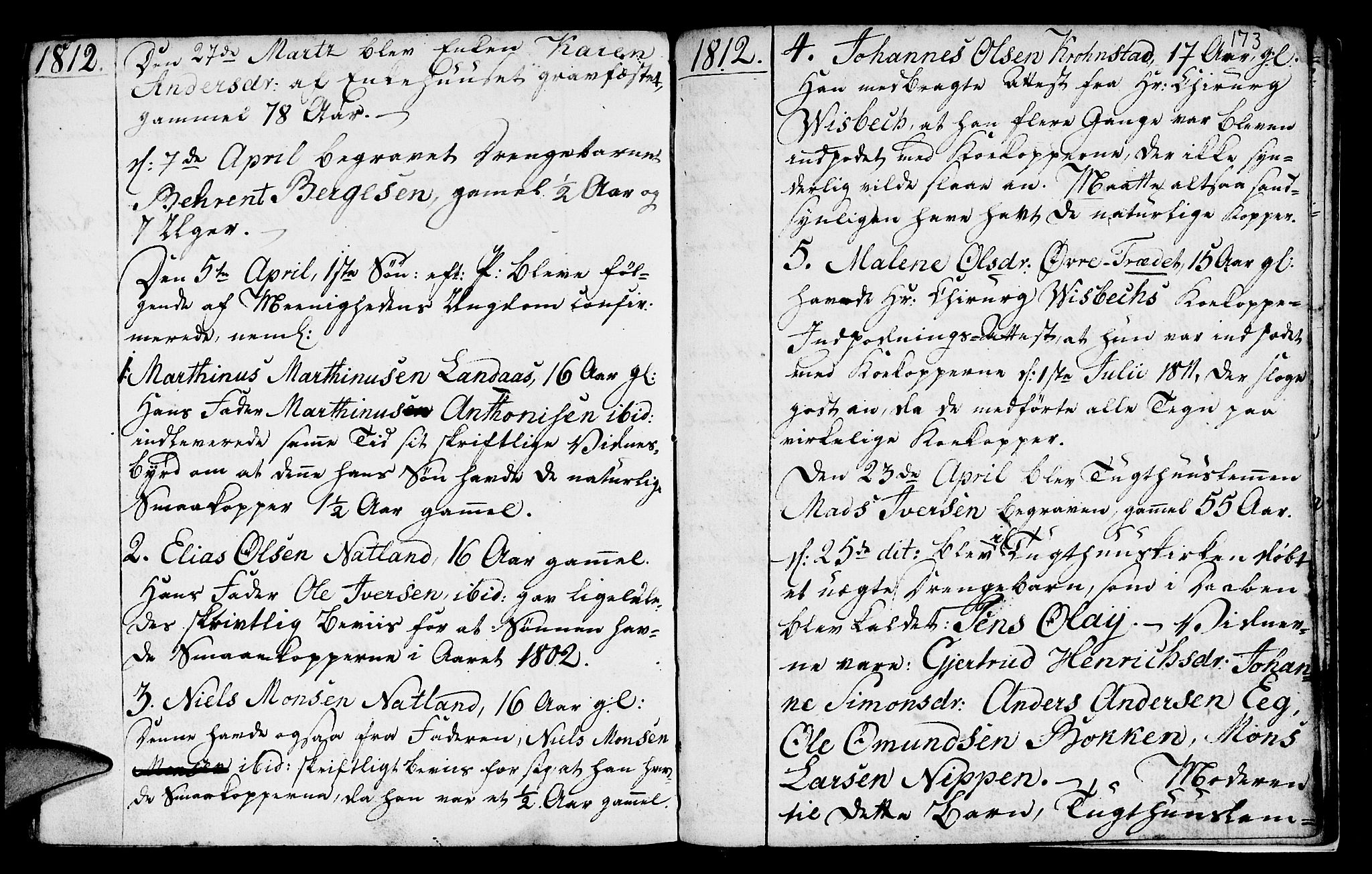 St. Jørgens hospital og Årstad sokneprestembete, SAB/A-99934: Parish register (official) no. A 2, 1766-1814, p. 173