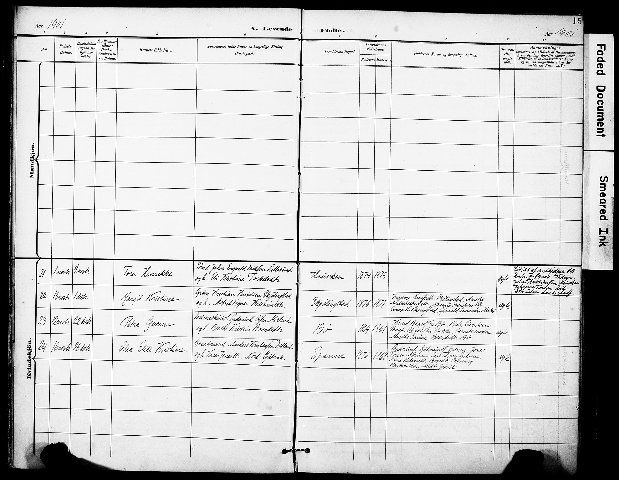 Torvastad sokneprestkontor, AV/SAST-A -101857/H/Ha/Haa/L0017: Parish register (official) no. A 16, 1899-1911, p. 15