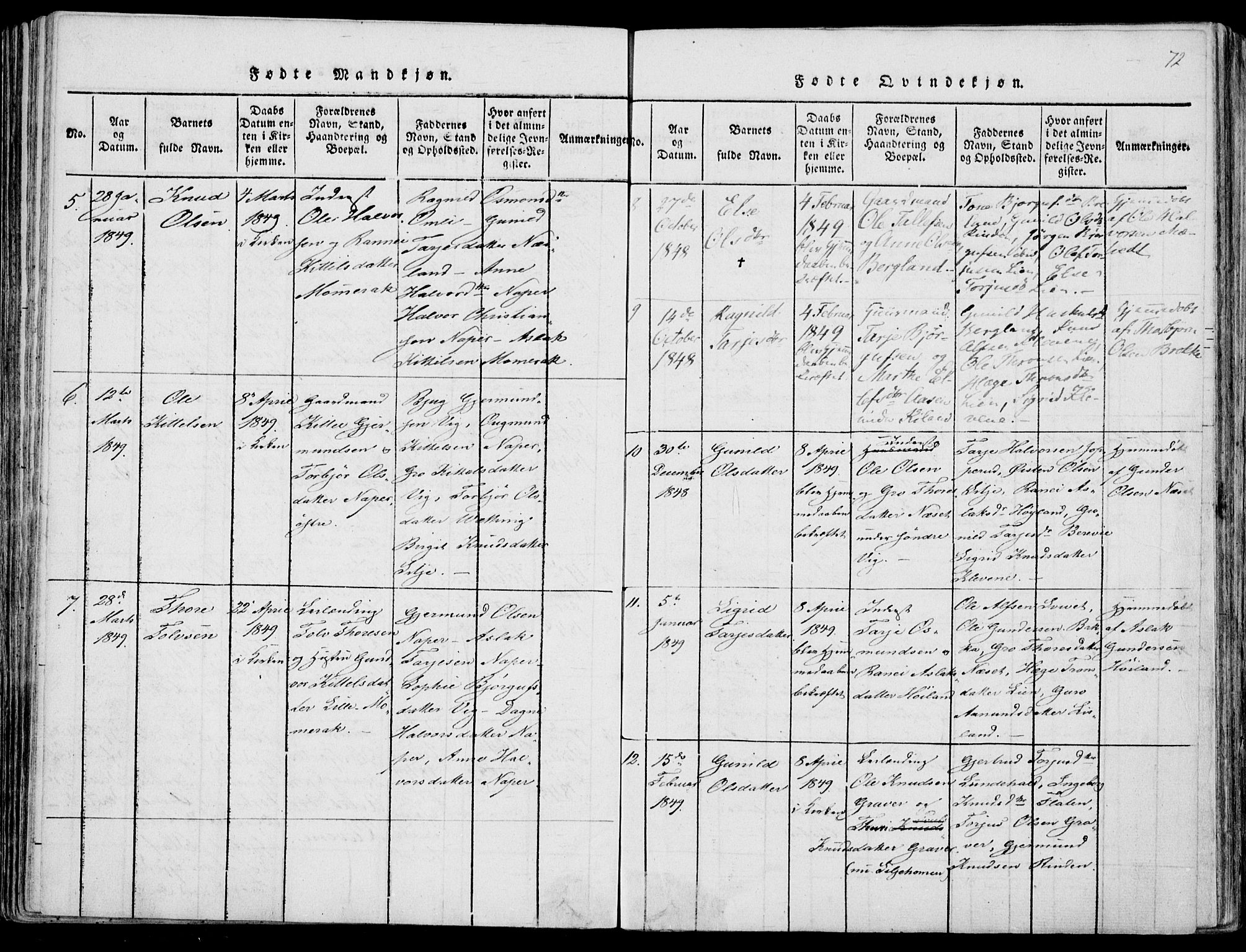Fyresdal kirkebøker, SAKO/A-263/F/Fa/L0004: Parish register (official) no. I 4, 1815-1854, p. 72