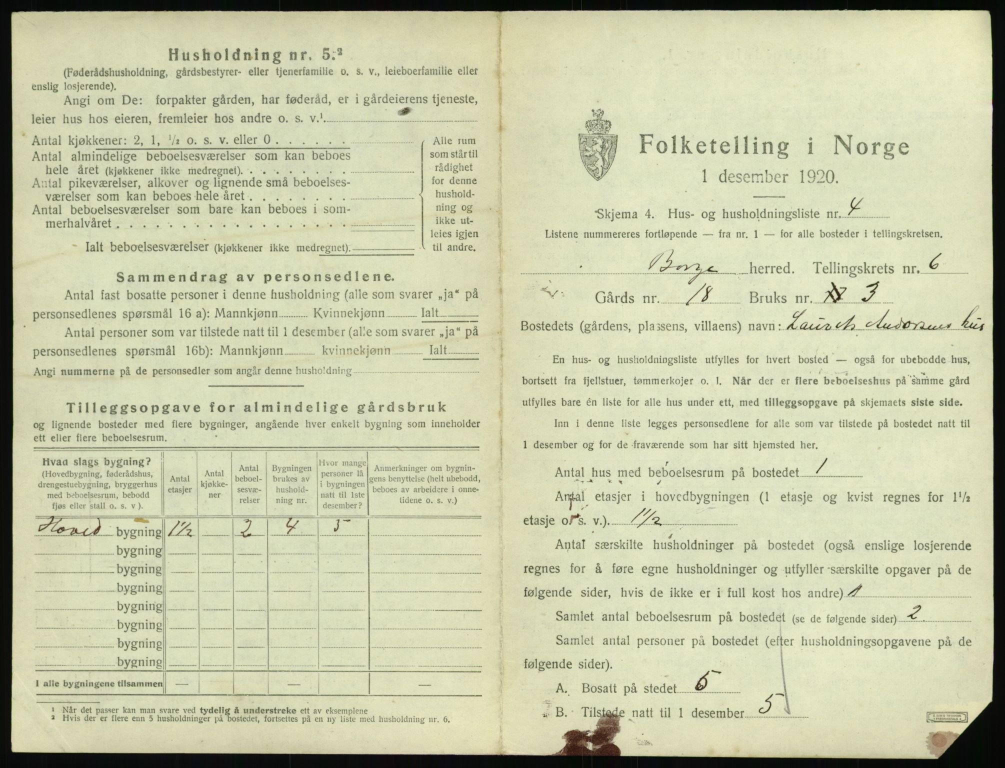 SAT, 1920 census for Borge, 1920, p. 677