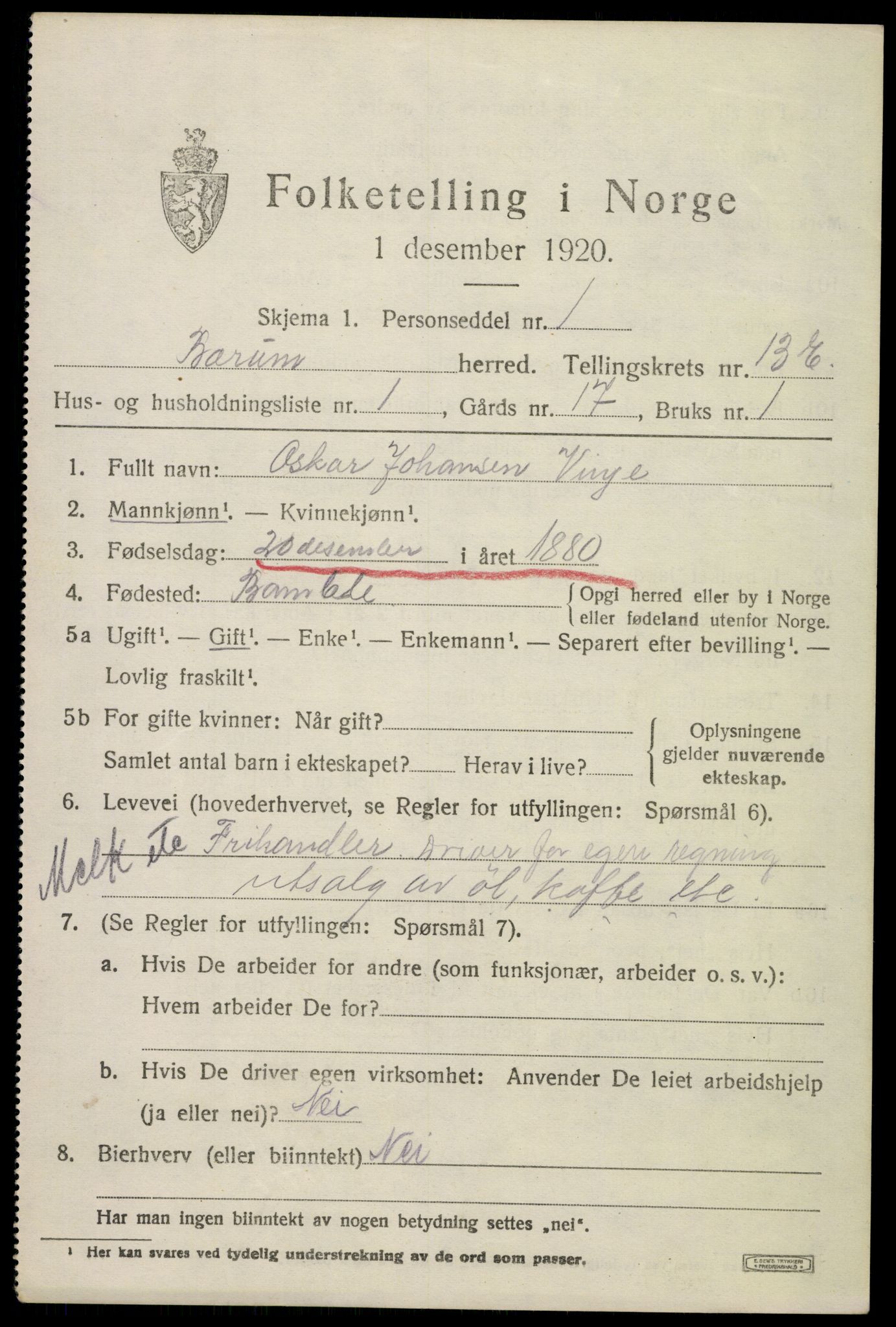 SAO, 1920 census for Bærum, 1920, p. 37748
