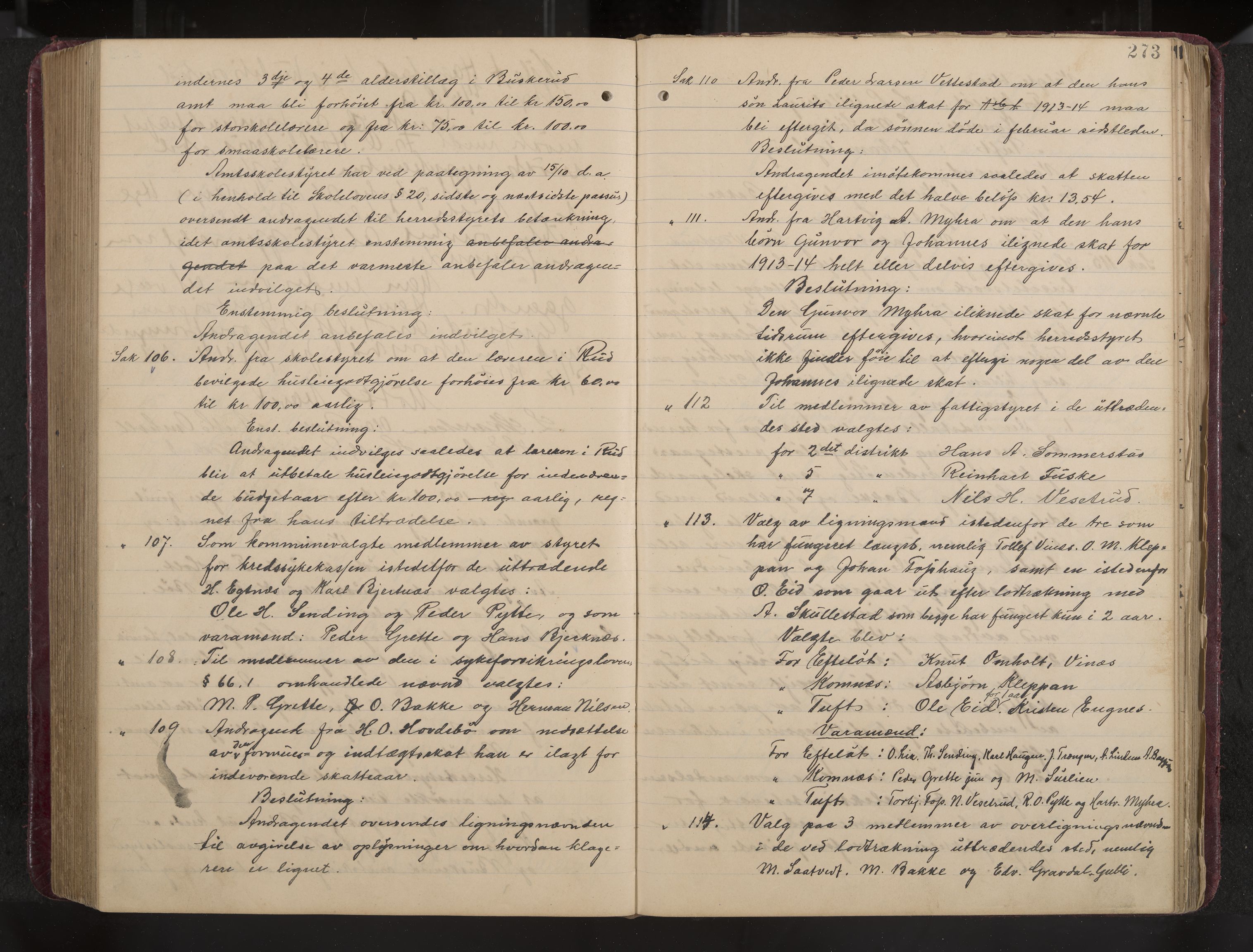Ytre Sandsvær formannskap og sentraladministrasjon, IKAK/0629021/A/Aa/L0001: Møtebok med register, 1902-1919, p. 273