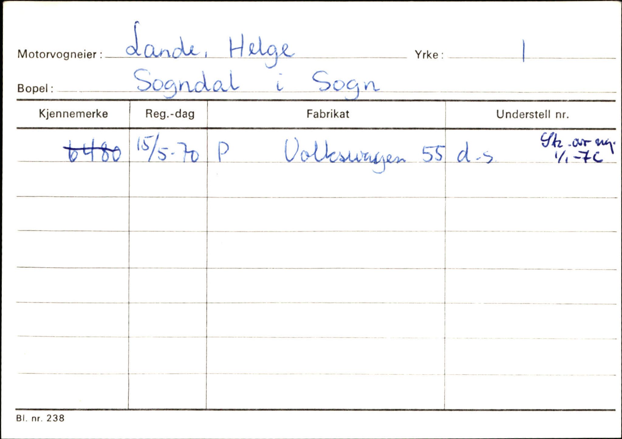 Statens vegvesen, Sogn og Fjordane vegkontor, AV/SAB-A-5301/4/F/L0124: Eigarregister Sogndal A-U, 1945-1975, p. 1425