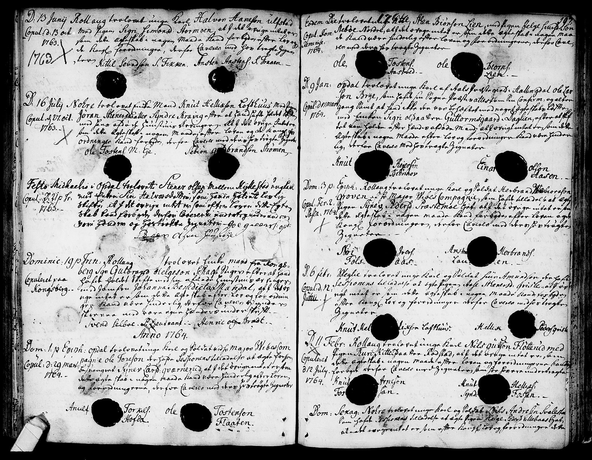 Rollag kirkebøker, SAKO/A-240/F/Fa/L0003: Parish register (official) no. I 3, 1743-1778, p. 197