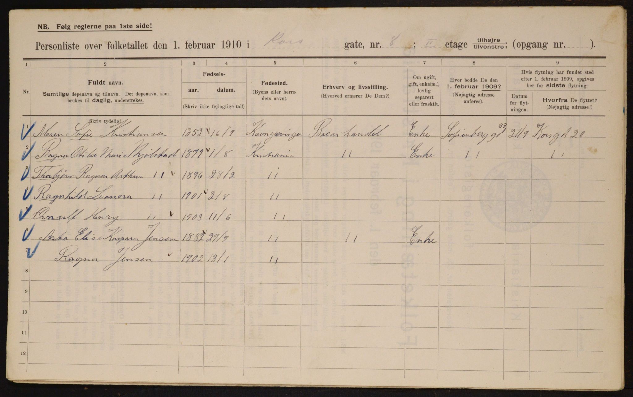 OBA, Municipal Census 1910 for Kristiania, 1910, p. 51925