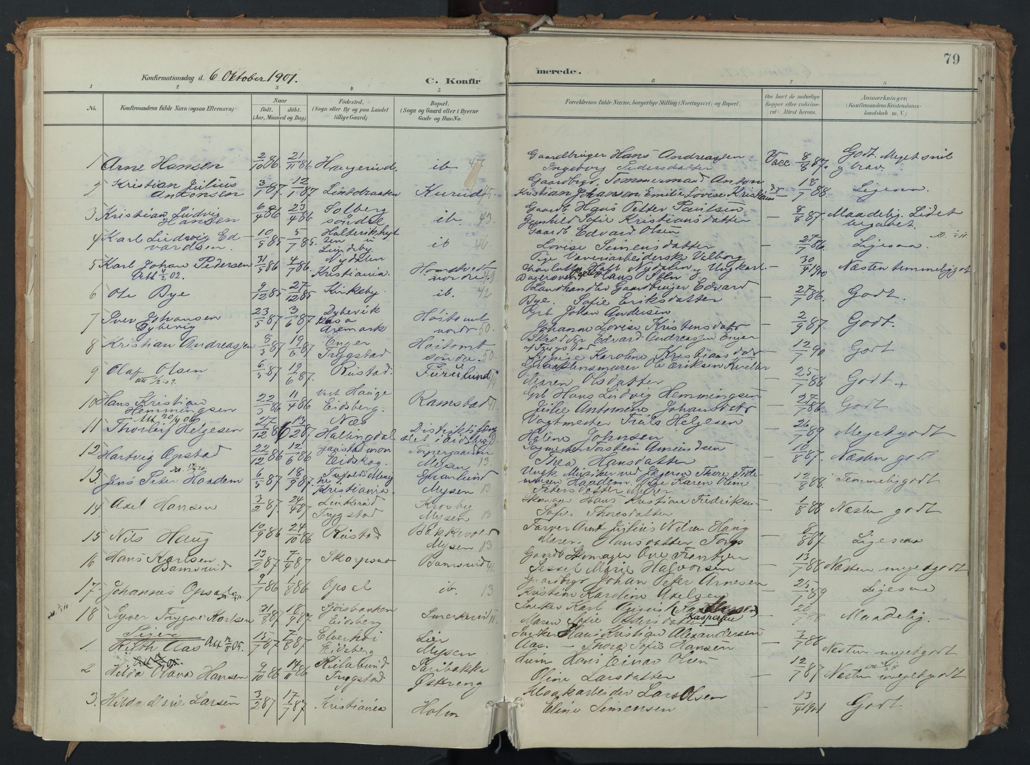 Eidsberg prestekontor Kirkebøker, SAO/A-10905/F/Fb/L0002: Parish register (official) no. II 2, 1901-1933, p. 79