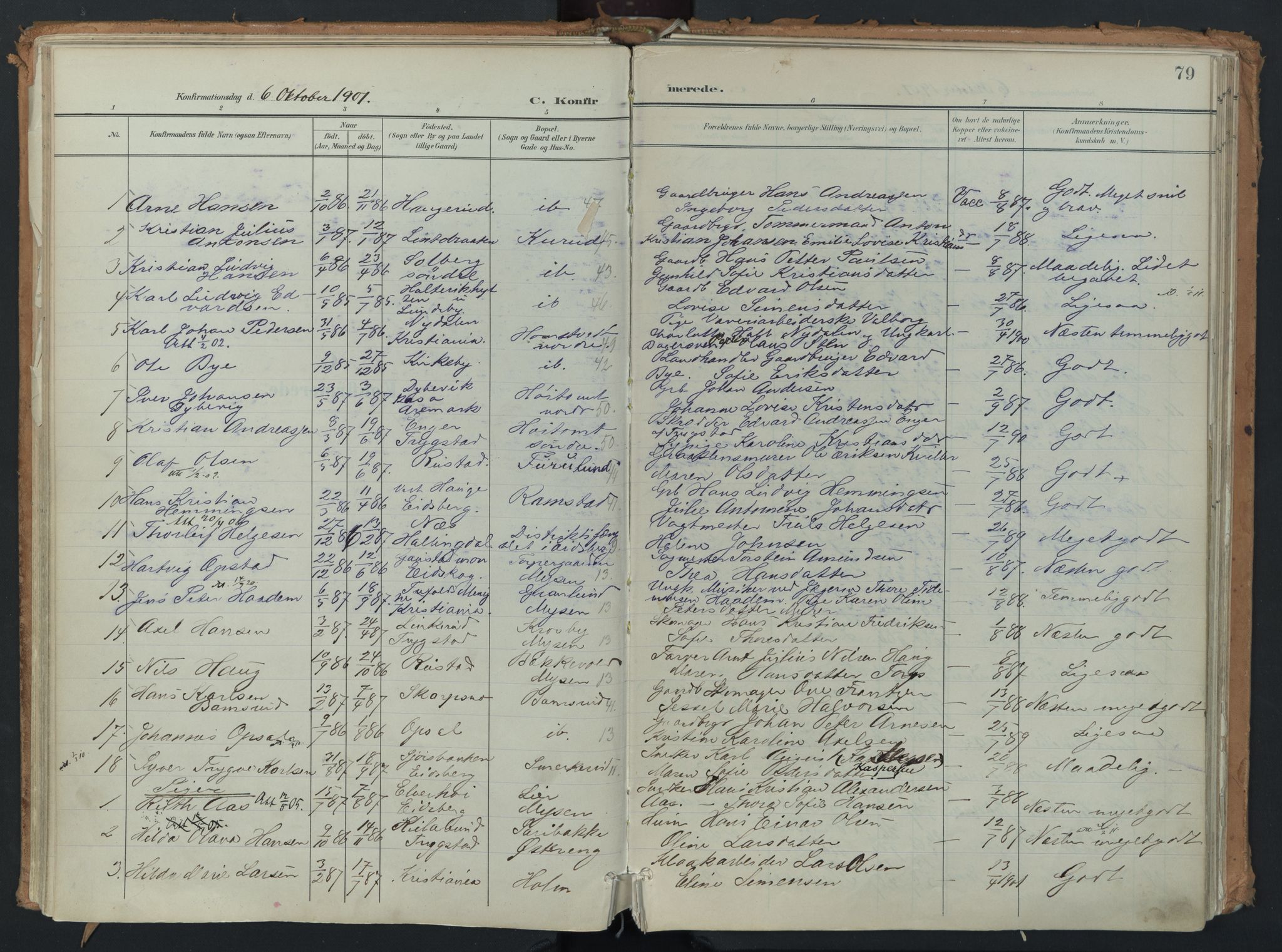 Eidsberg prestekontor Kirkebøker, AV/SAO-A-10905/F/Fb/L0002: Parish register (official) no. II 2, 1901-1933, p. 79