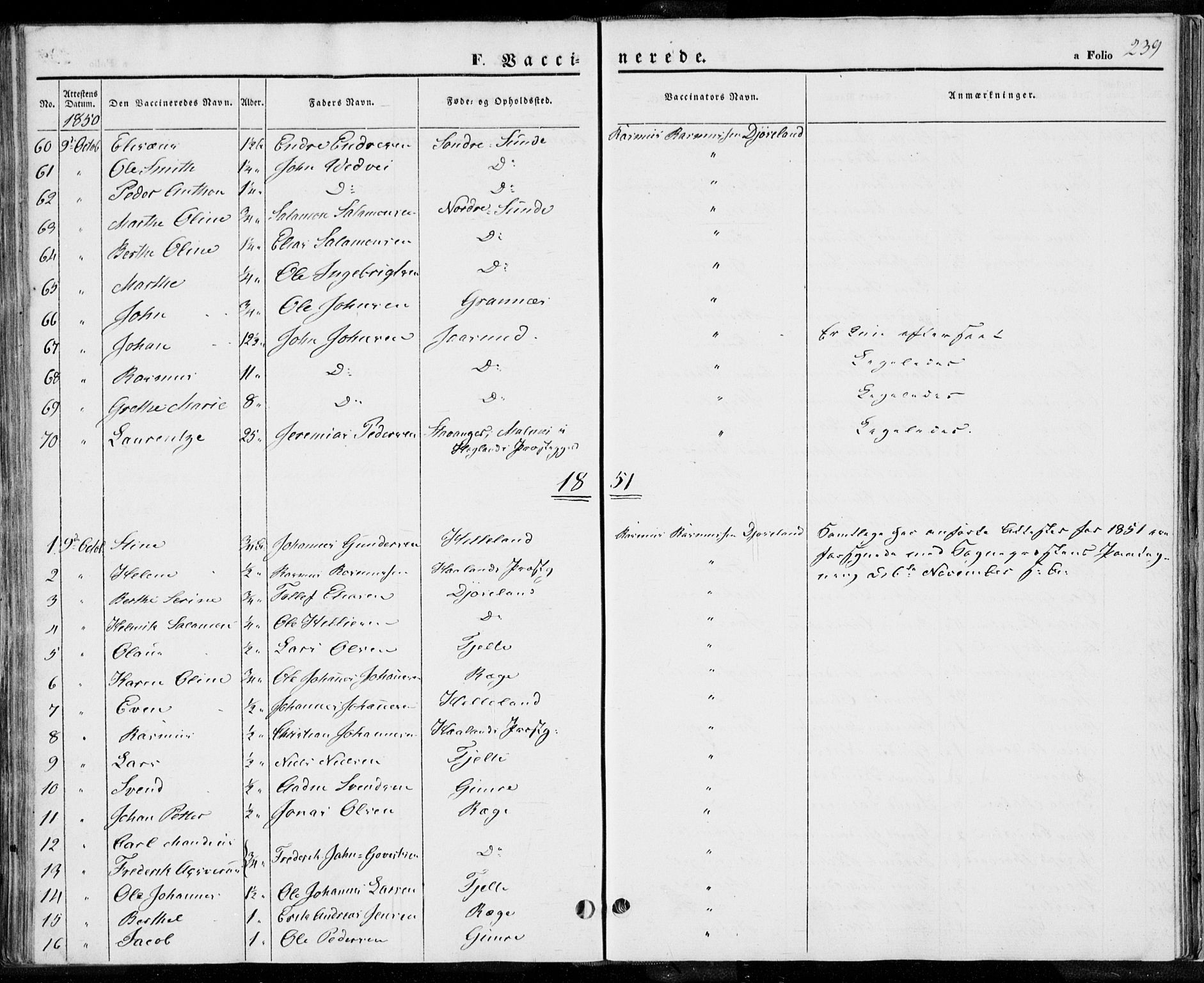 Håland sokneprestkontor, SAST/A-101802/001/30BA/L0006: Parish register (official) no. A 6, 1842-1853, p. 239
