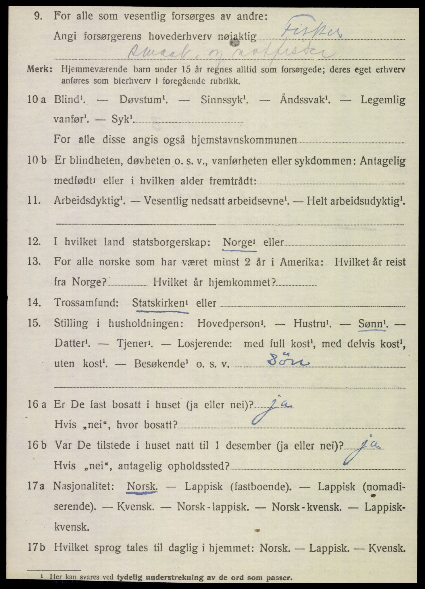 SAT, 1920 census for Dønnes, 1920, p. 2157