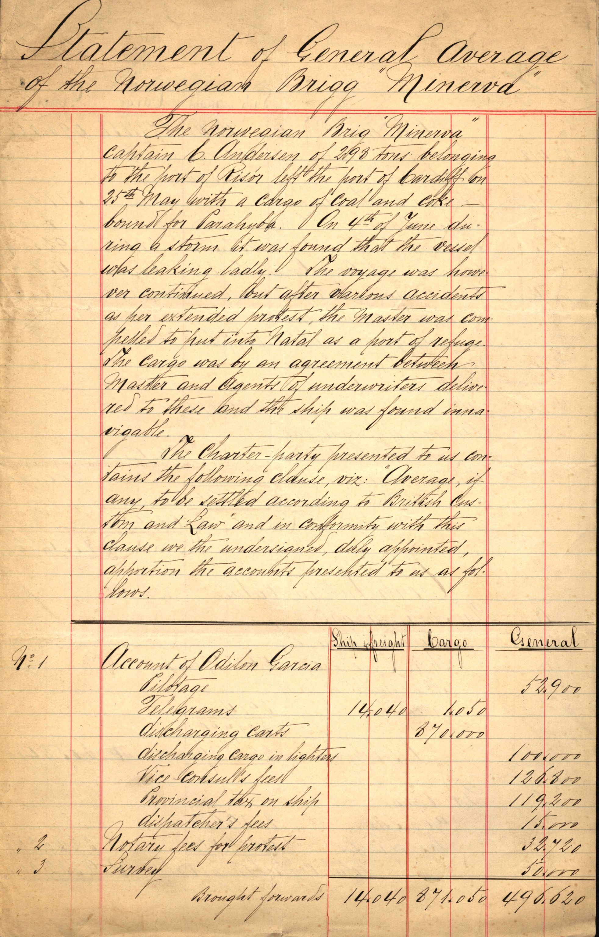 Pa 63 - Østlandske skibsassuranceforening, VEMU/A-1079/G/Ga/L0028/0003: Havaridokumenter / Minerva, Mathilde, Magnolia, Sir John Lawrence, 1892, p. 69