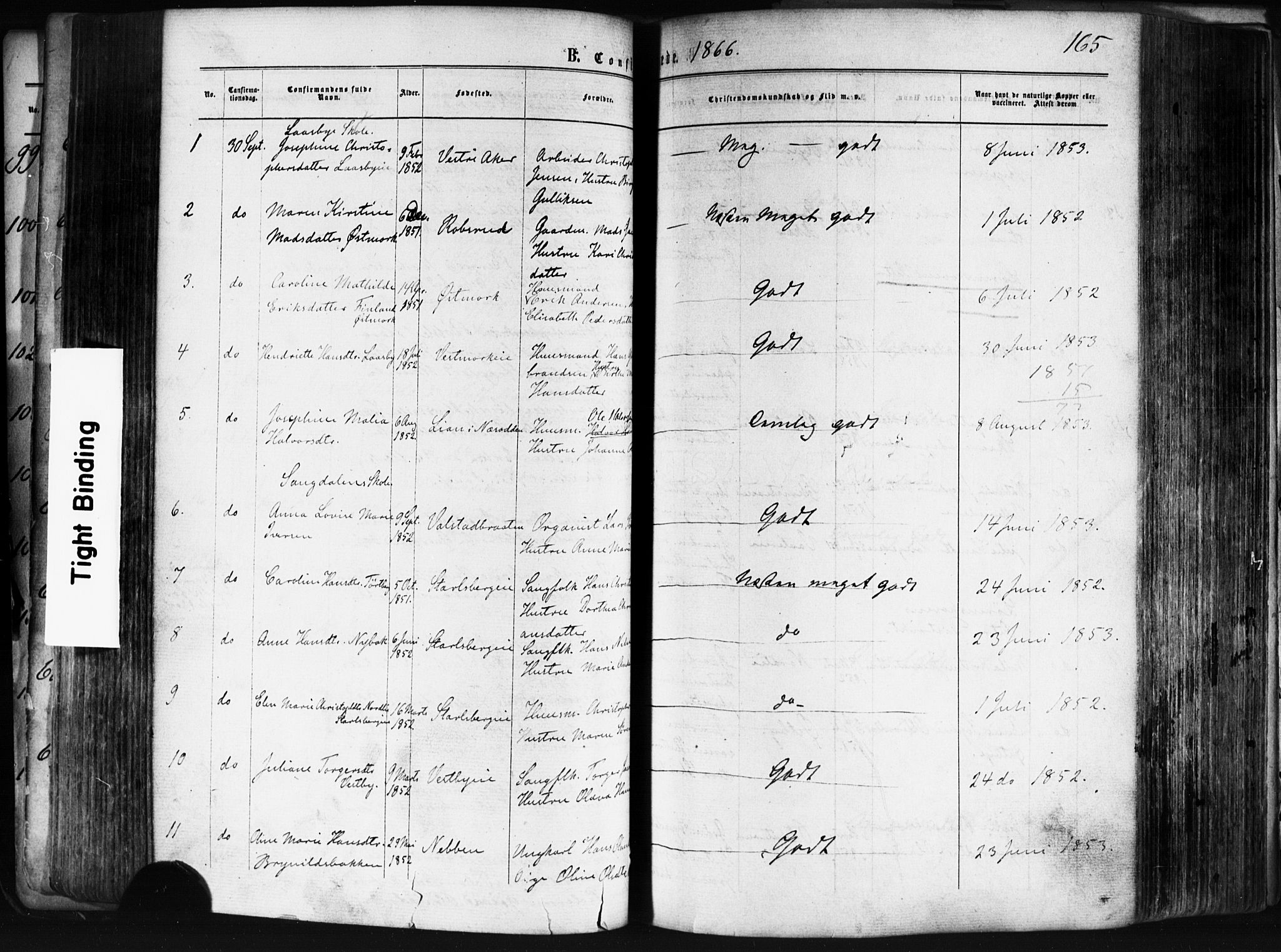 Skedsmo prestekontor Kirkebøker, AV/SAO-A-10033a/F/Fa/L0011: Parish register (official) no. I 11, 1866-1876, p. 165