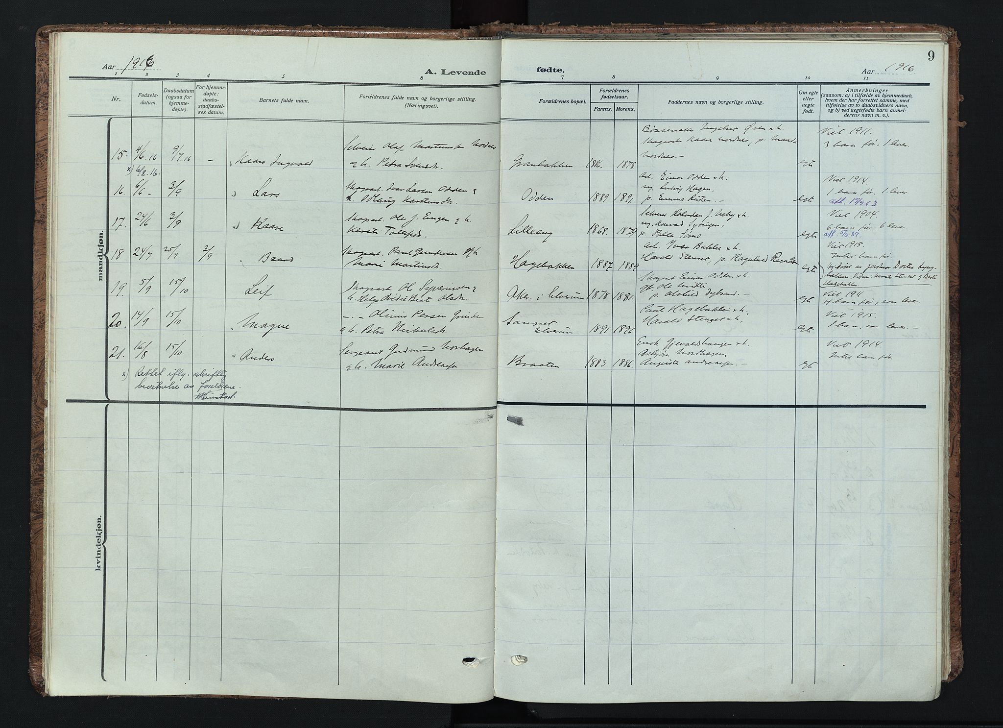 Trysil prestekontor, AV/SAH-PREST-046/H/Ha/Haa/L0016: Parish register (official) no. 16, 1913-1946, p. 9