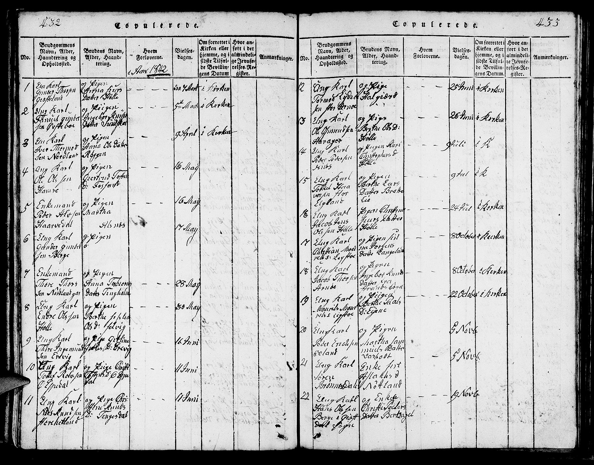 Strand sokneprestkontor, SAST/A-101828/H/Ha/Hab/L0002: Parish register (copy) no. B 2, 1816-1854, p. 432-433