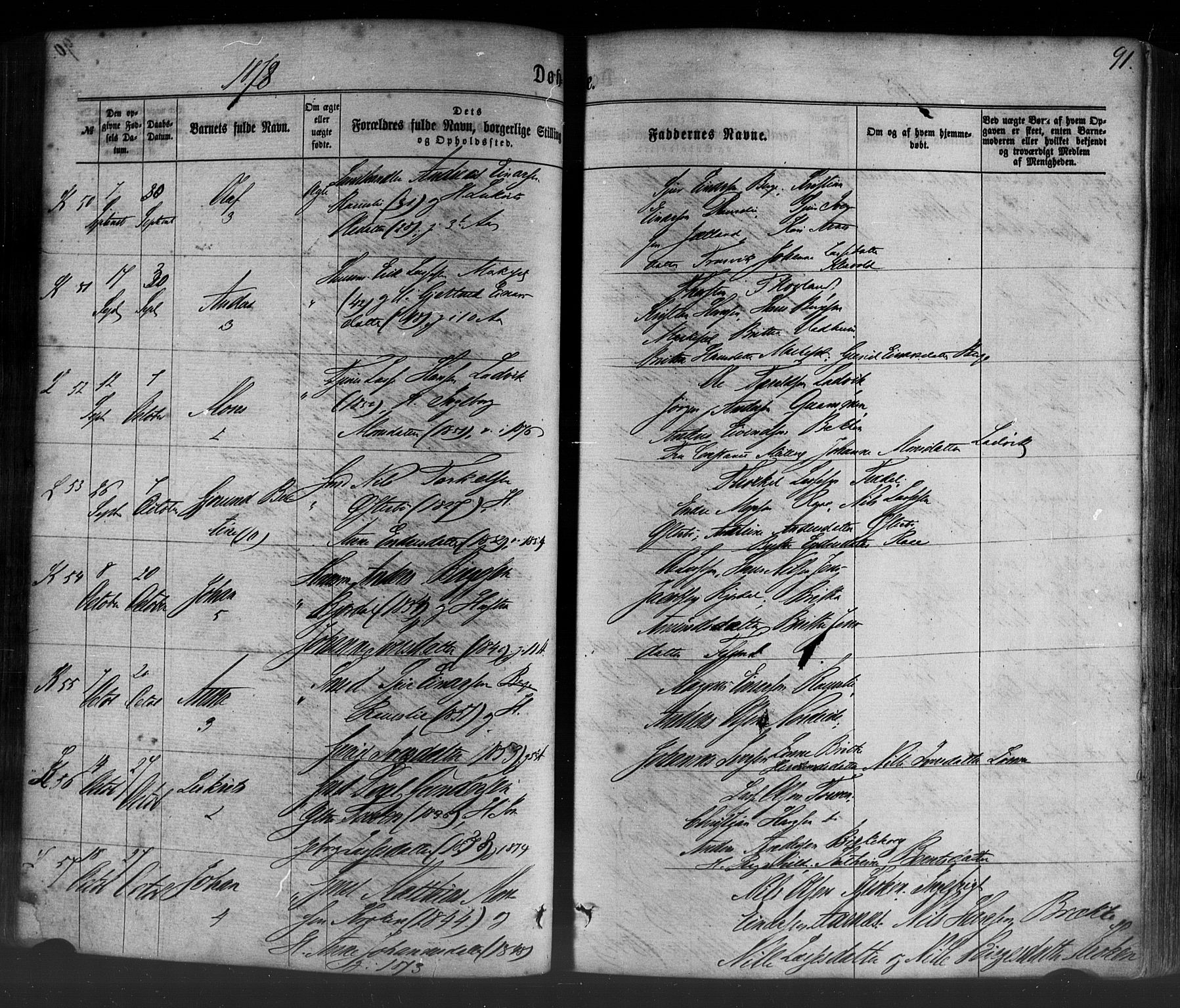 Lavik sokneprestembete, AV/SAB-A-80901: Parish register (official) no. A 4, 1864-1881, p. 91