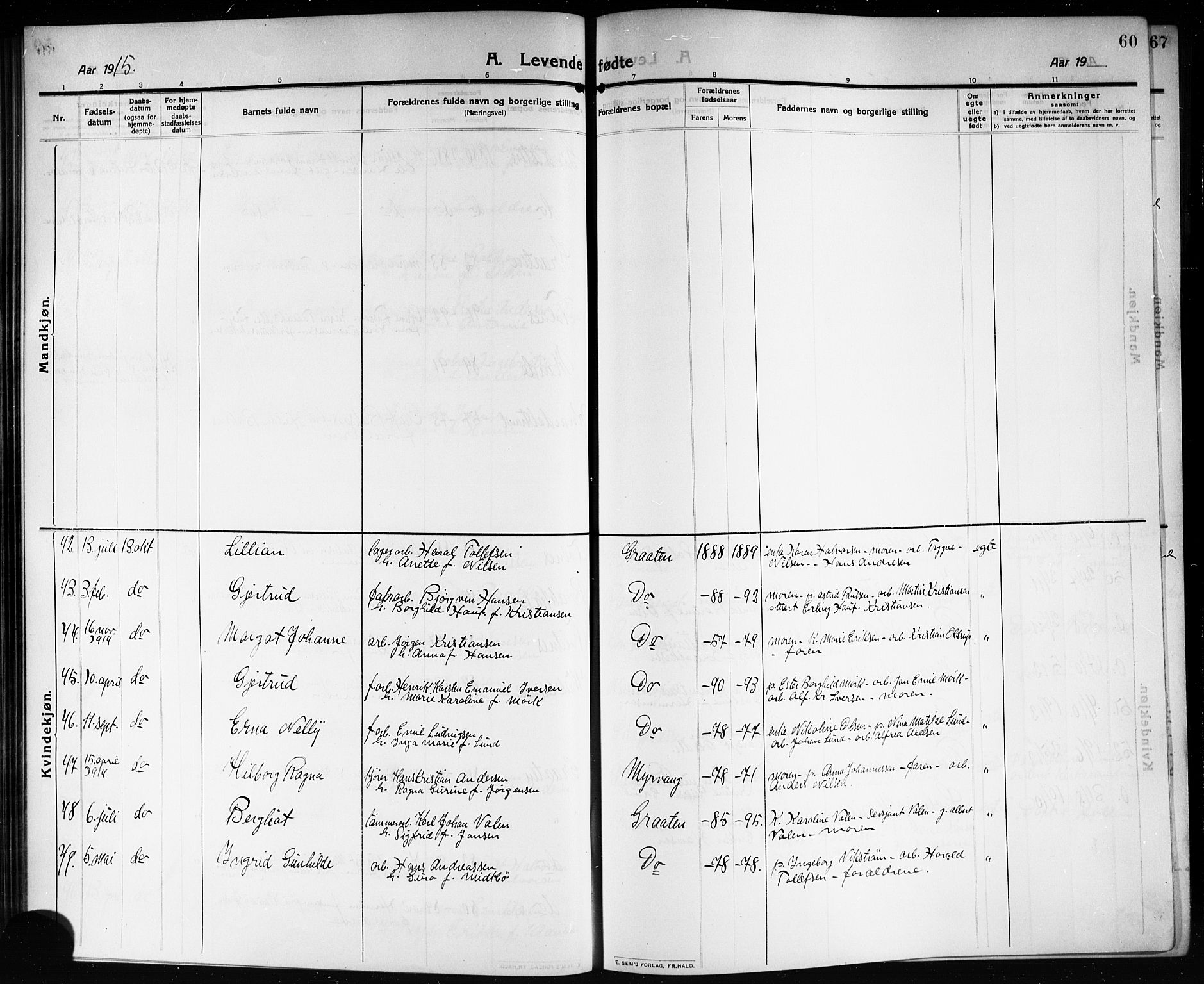 Solum kirkebøker, SAKO/A-306/G/Ga/L0009: Parish register (copy) no. I 9, 1909-1922, p. 60