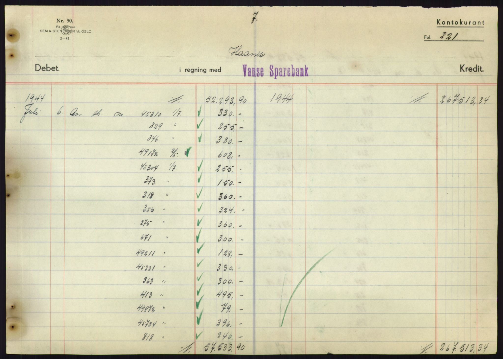 Forsvarsdepartementet, 10. kontor / Oppgjørskontoret, AV/RA-RAFA-1225/D/Db/L0180: Lista oppgjørskontor, 1942-1952, p. 2203