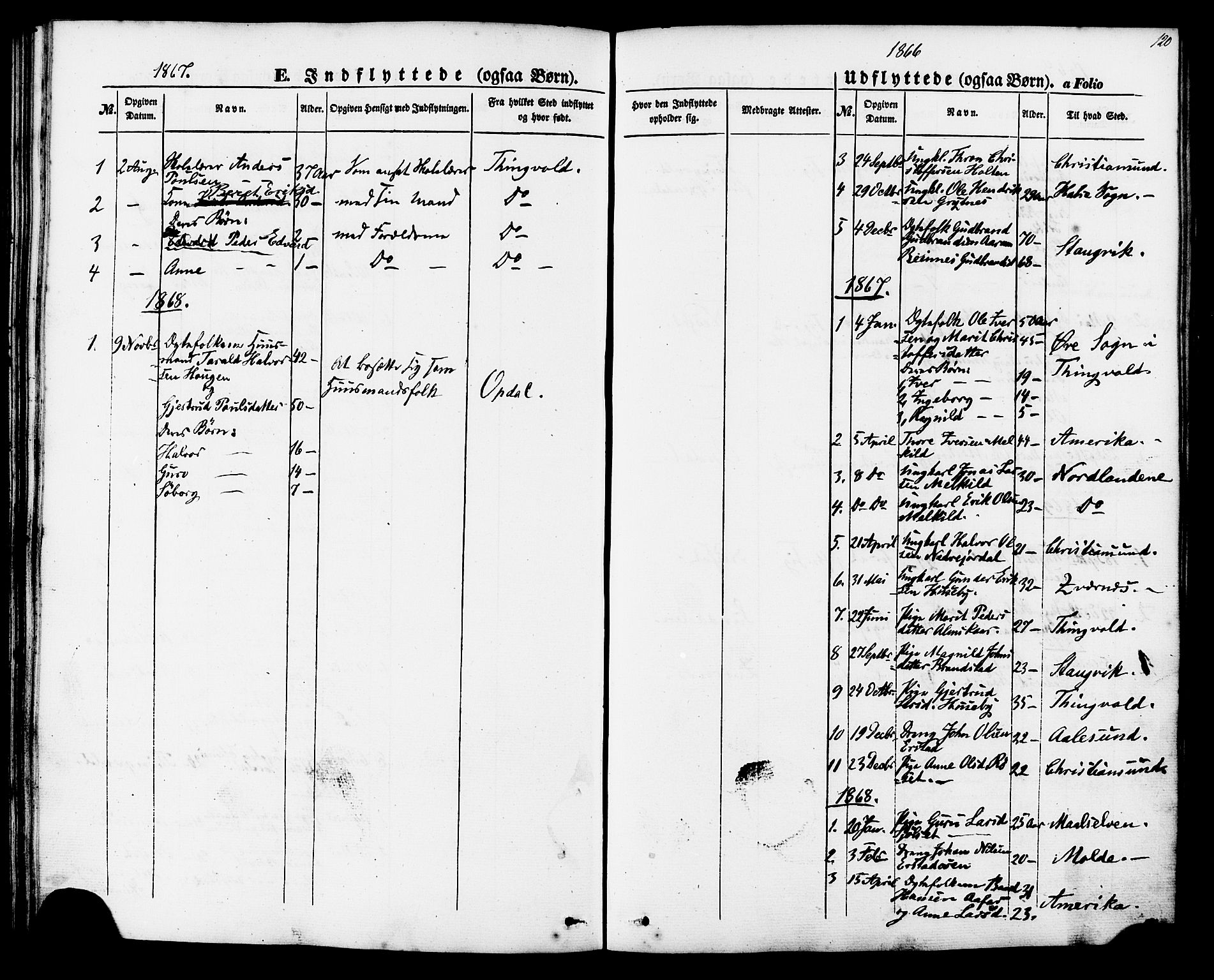 Ministerialprotokoller, klokkerbøker og fødselsregistre - Møre og Romsdal, AV/SAT-A-1454/588/L1004: Parish register (official) no. 588A01, 1854-1870, p. 120