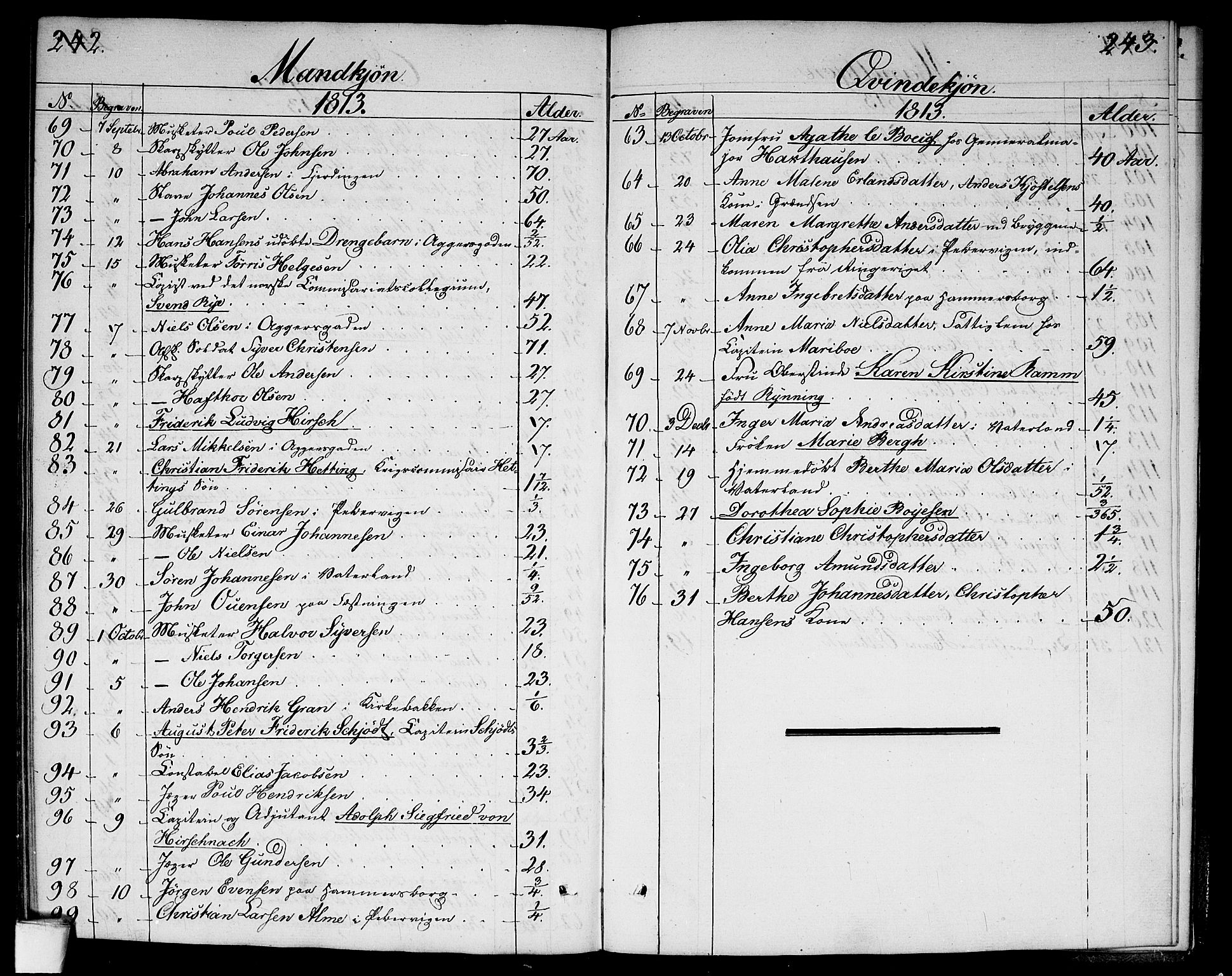 Garnisonsmenigheten Kirkebøker, SAO/A-10846/G/Ga/L0002: Parish register (copy) no. 2, 1810-1814, p. 242-243