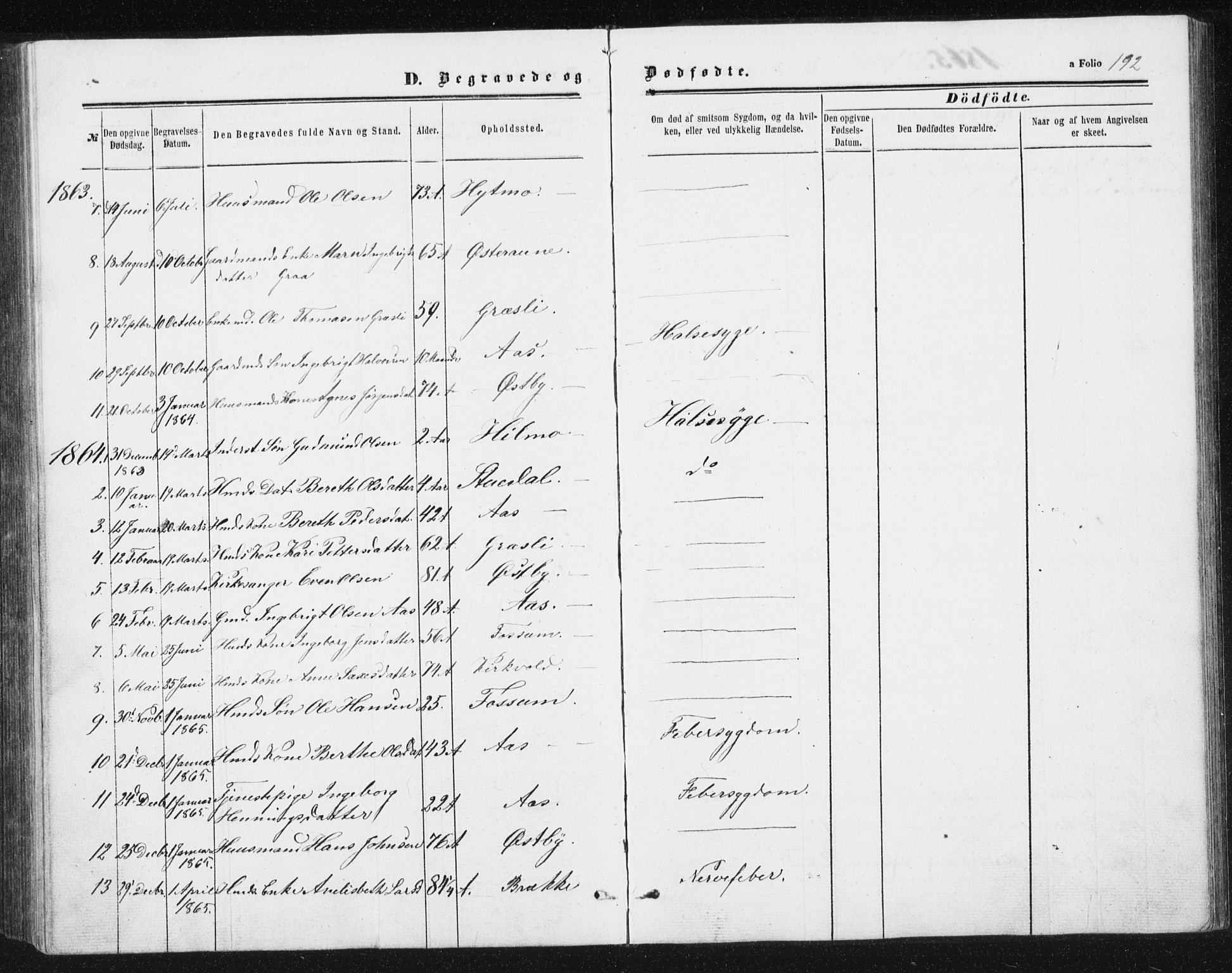 Ministerialprotokoller, klokkerbøker og fødselsregistre - Sør-Trøndelag, SAT/A-1456/698/L1166: Parish register (copy) no. 698C03, 1861-1887, p. 192