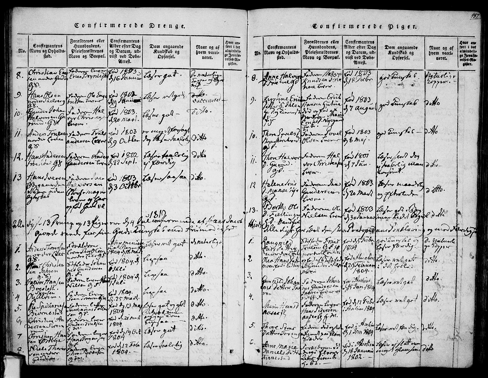 Askim prestekontor Kirkebøker, AV/SAO-A-10900/F/Fa/L0004: Parish register (official) no. 4, 1817-1846, p. 486-487