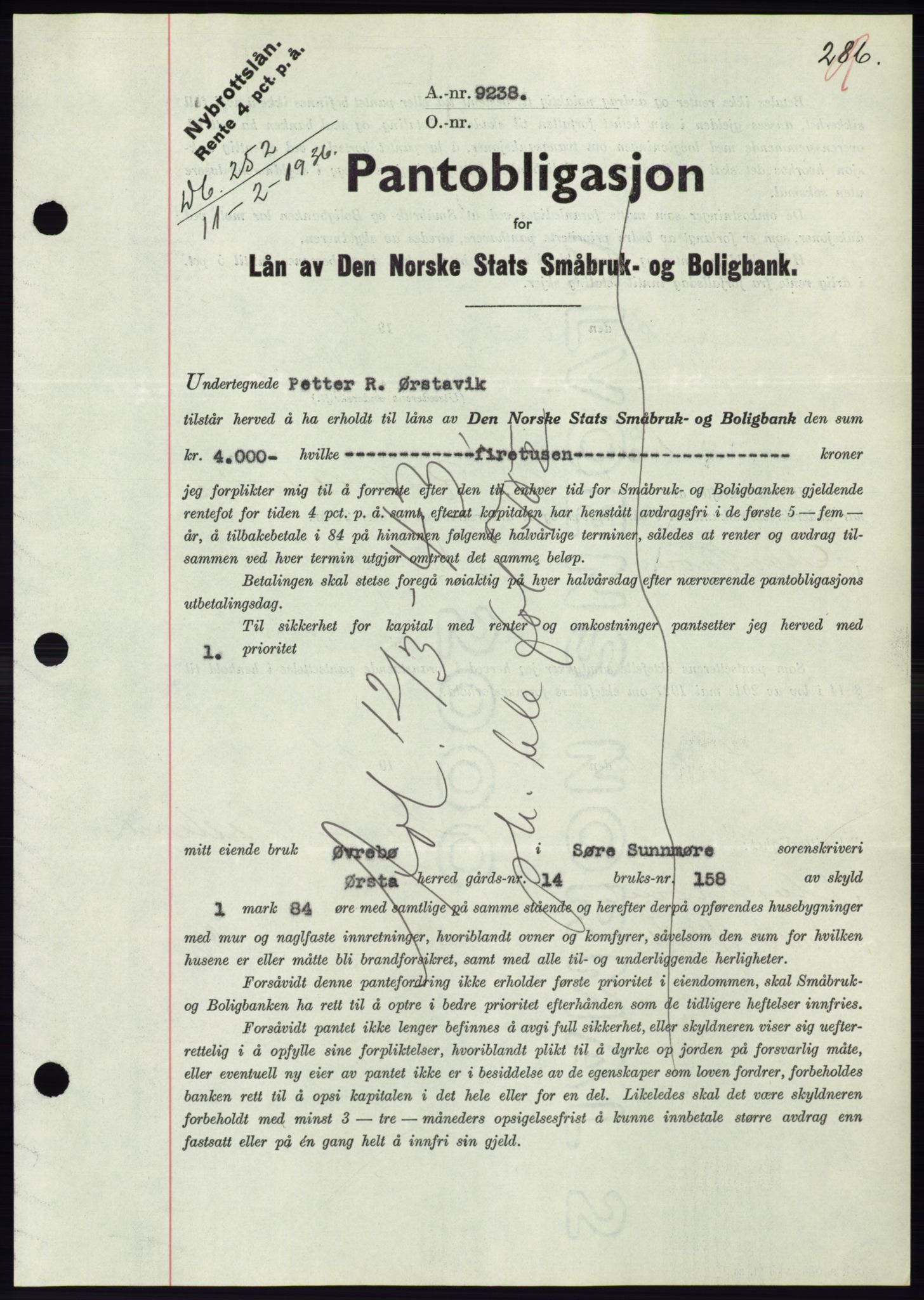 Søre Sunnmøre sorenskriveri, AV/SAT-A-4122/1/2/2C/L0060: Mortgage book no. 54, 1935-1936, Deed date: 11.02.1936