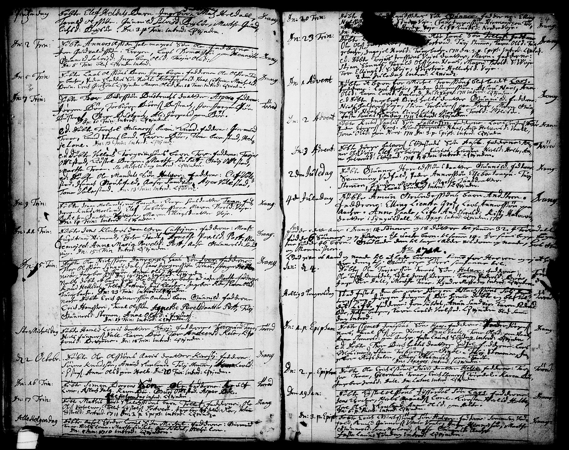 Drangedal kirkebøker, SAKO/A-258/F/Fa/L0001: Parish register (official) no. 1, 1697-1767, p. 24