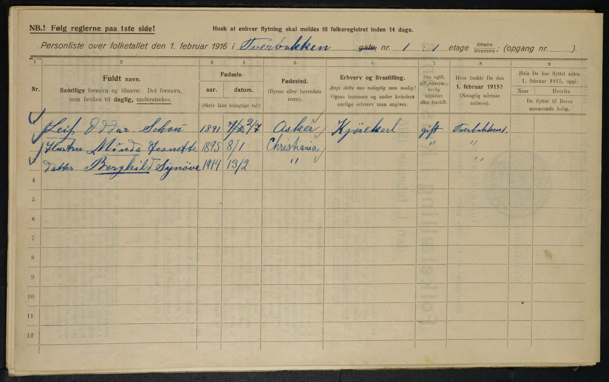 OBA, Municipal Census 1916 for Kristiania, 1916, p. 120568