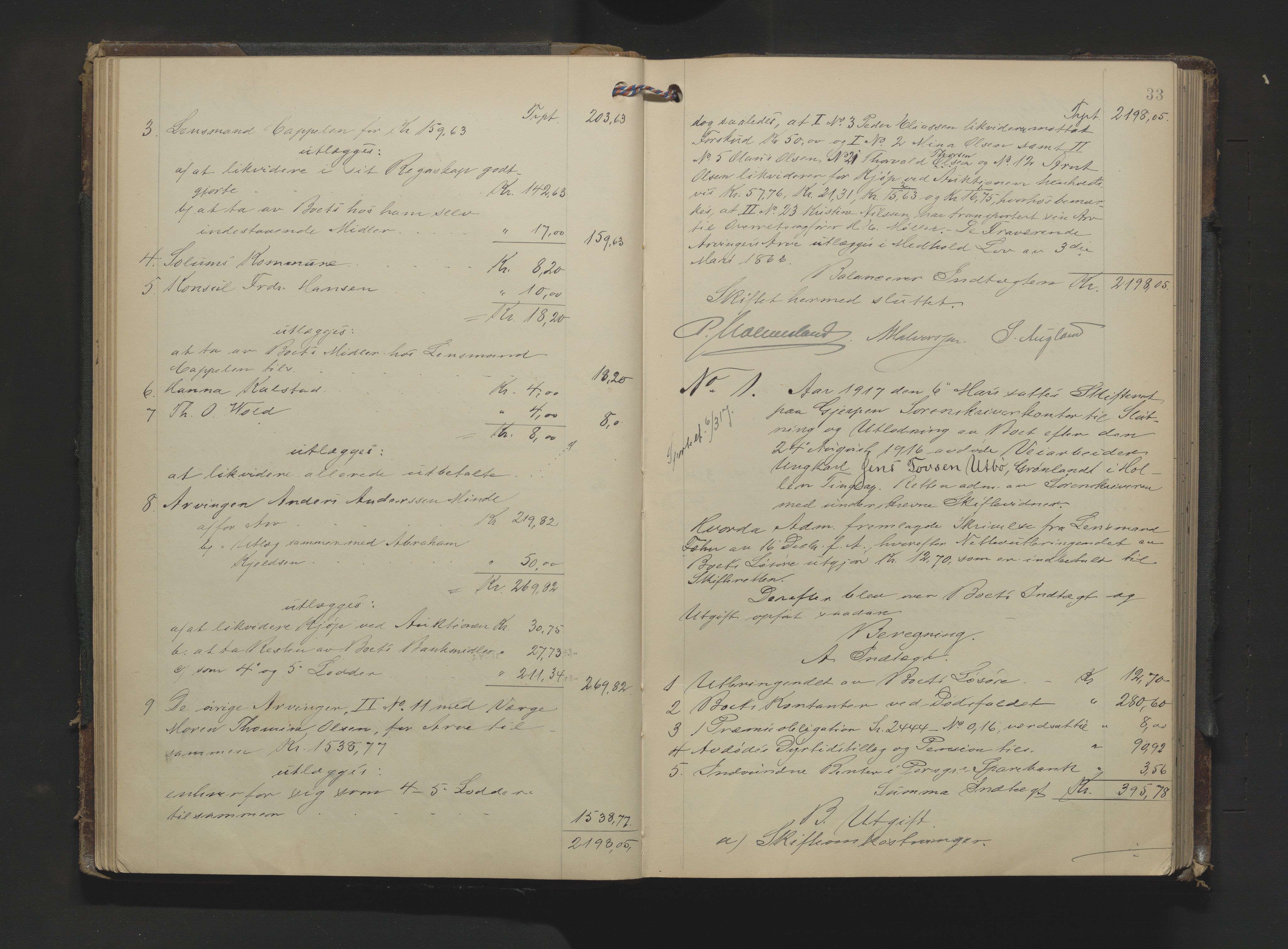 Gjerpen sorenskriveri, SAKO/A-216/H/Hb/Hbc/Hbca/L0005: Skifteutlodningsprotokoll, Sorenskriveriet, 1916-1924, p. 32b-33a