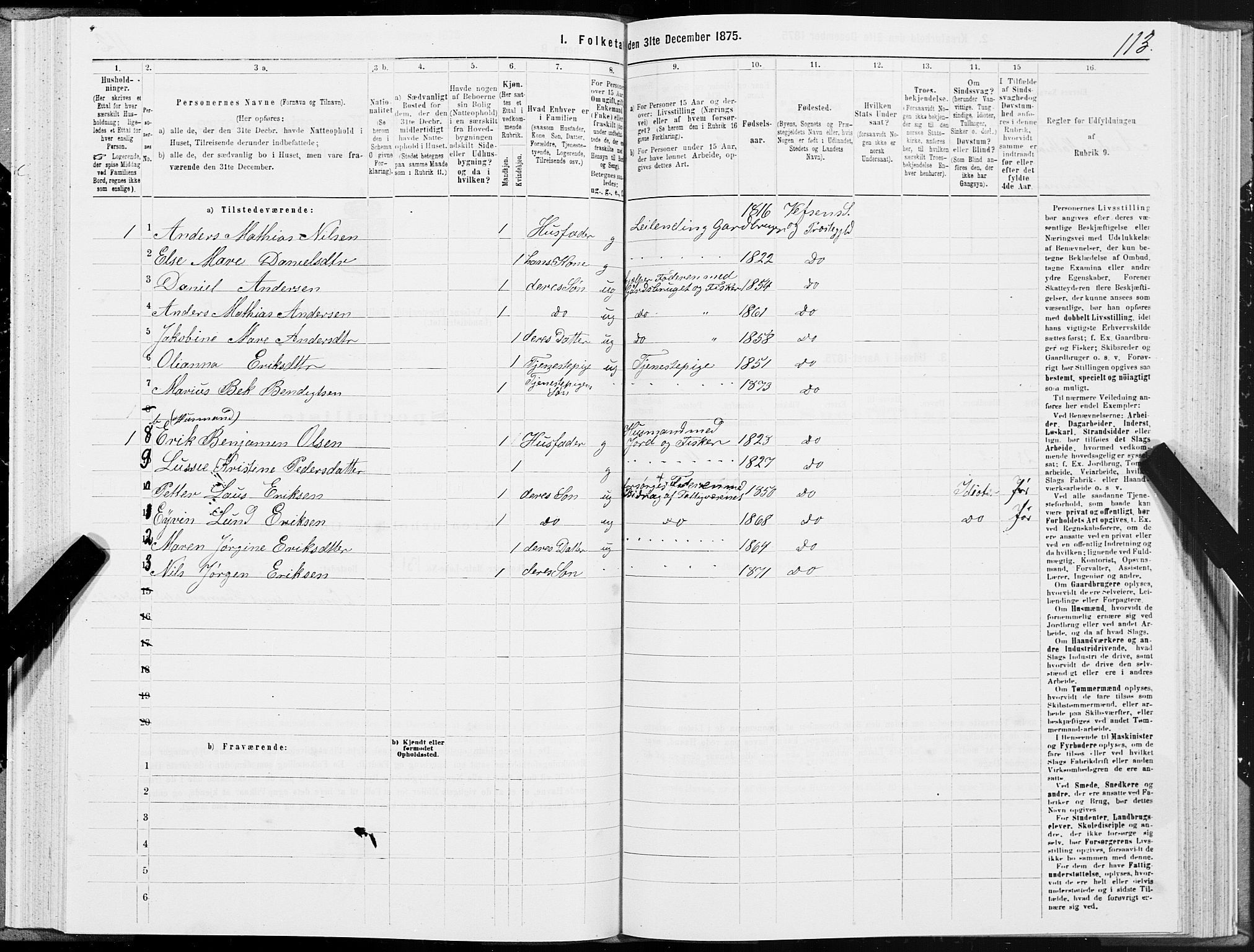 SAT, 1875 census for 1824L Vefsn/Vefsn, 1875, p. 2113